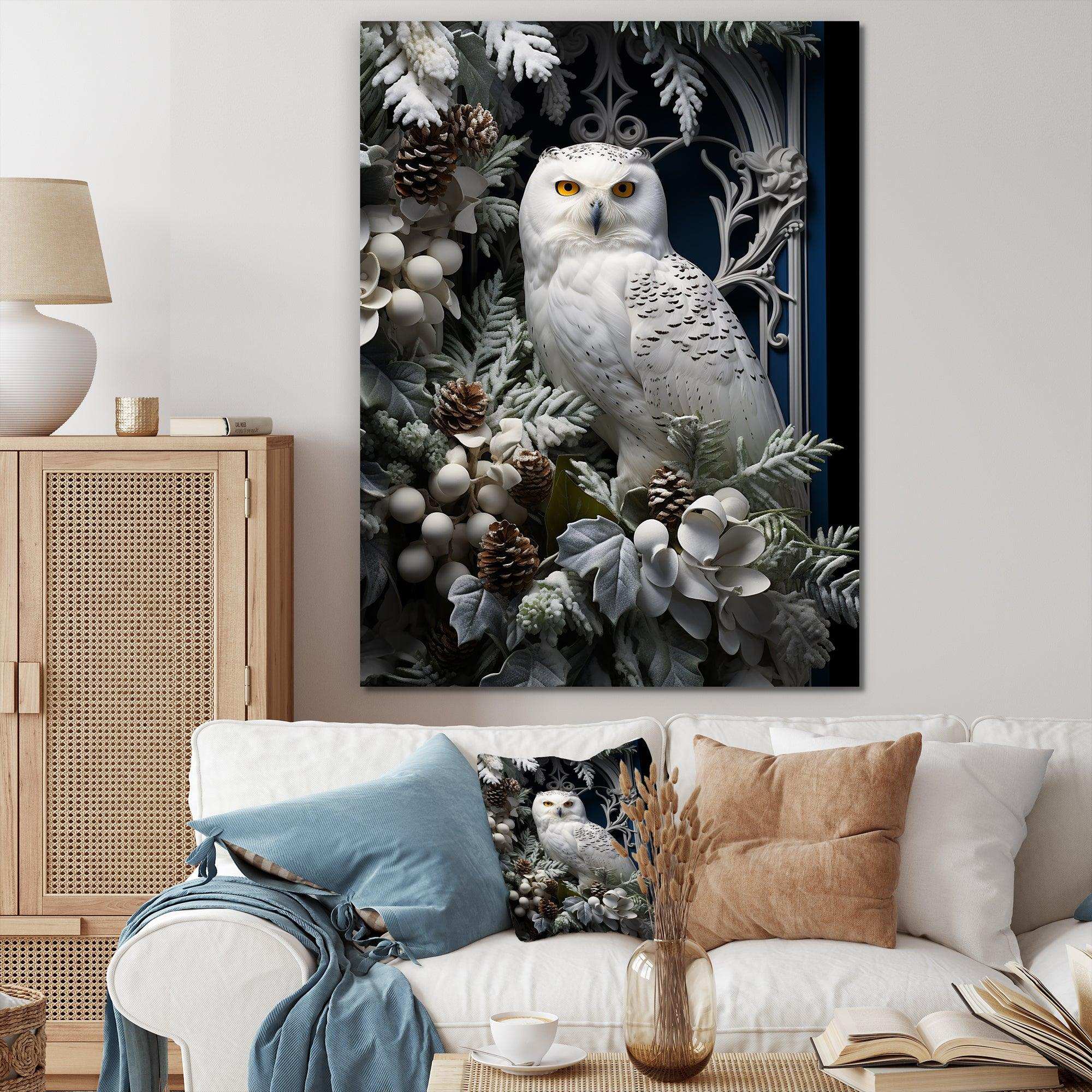 Snowy Owl winter watch III - Animals Canvas Wall Art
