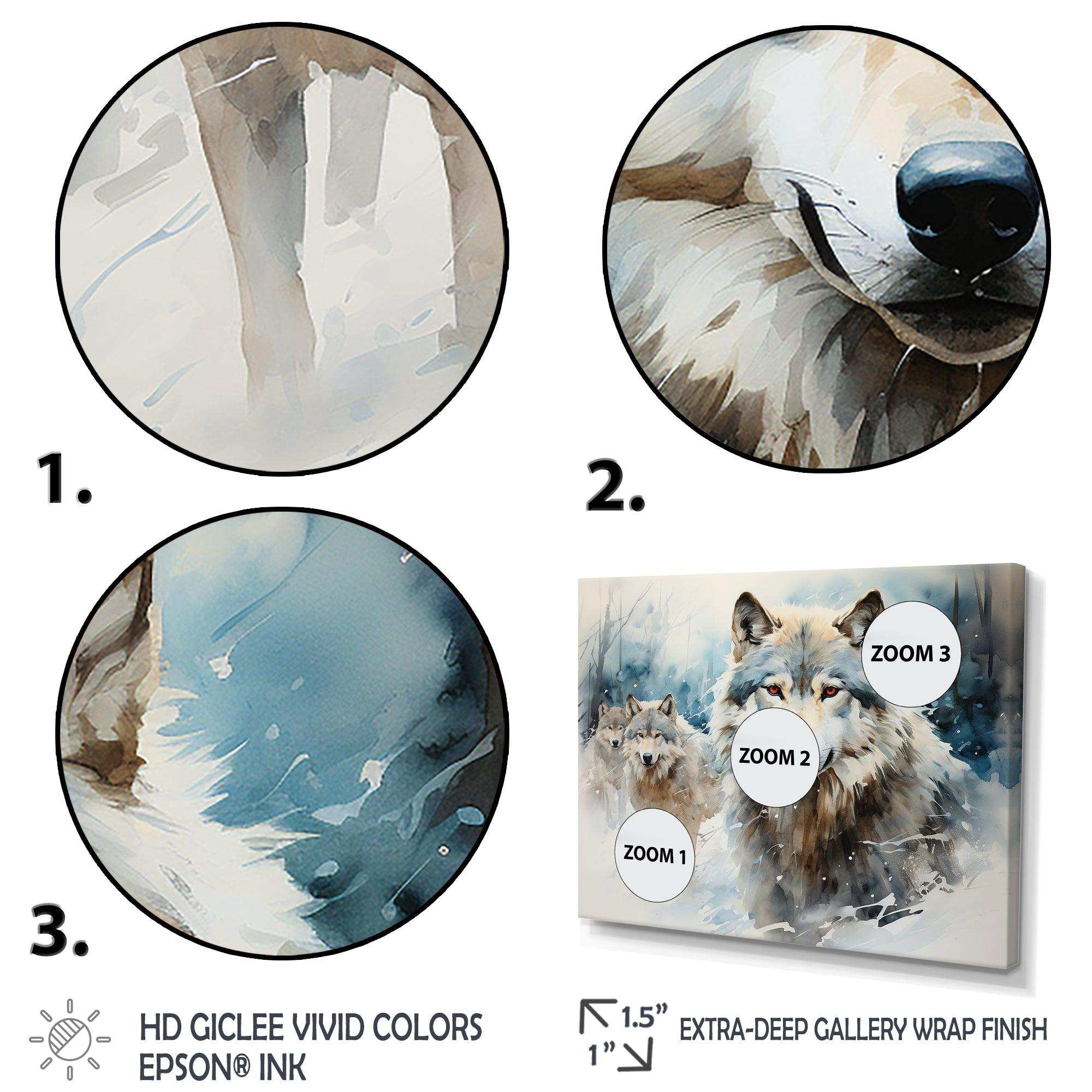 Snow Wolves in winter I - Animals Canvas Wall Art