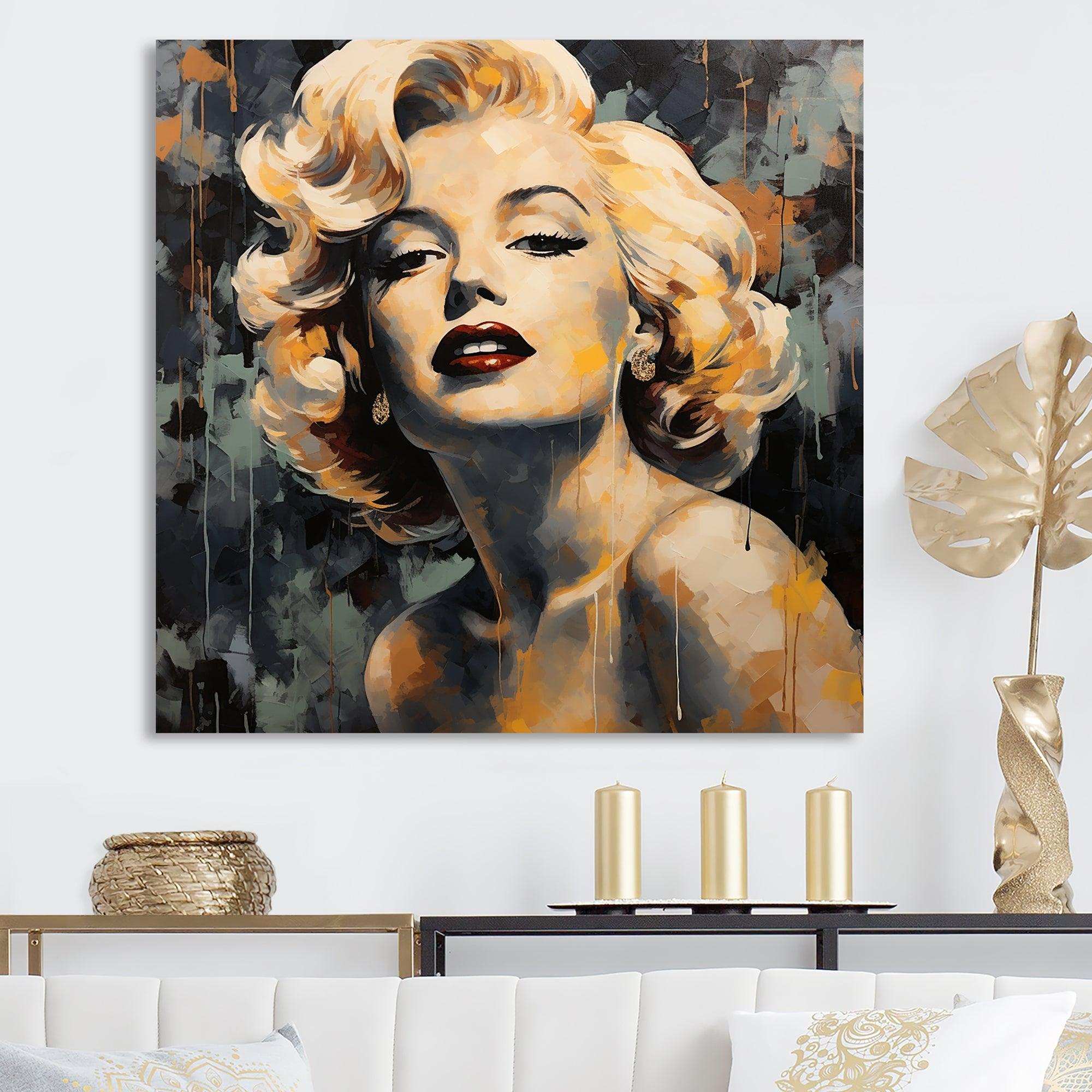 Vintage yellow and beige Marilyn Manroe III - Fashion Canvas Wall Art