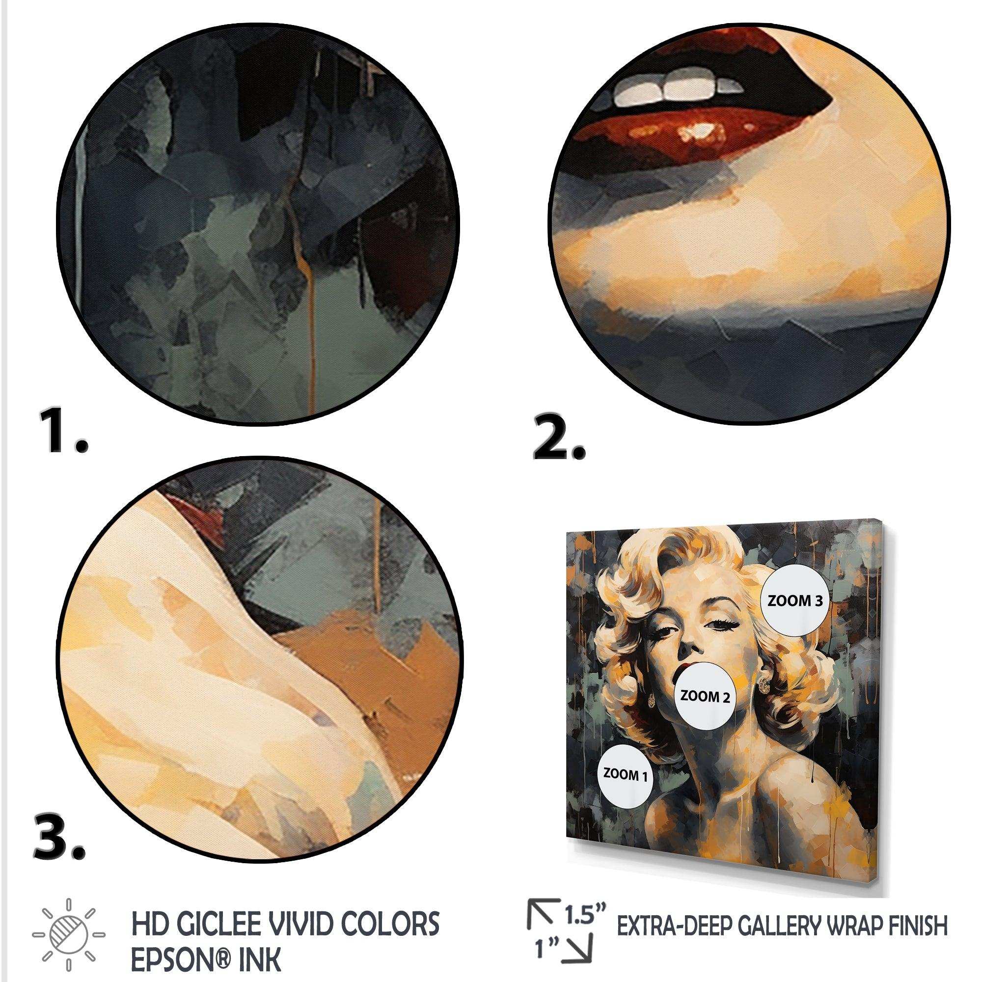 Vintage yellow and beige Marilyn Manroe III - Fashion Canvas Wall Art