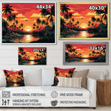 Orange Sunset bold landscape I - Coastal Canvas Wall Art