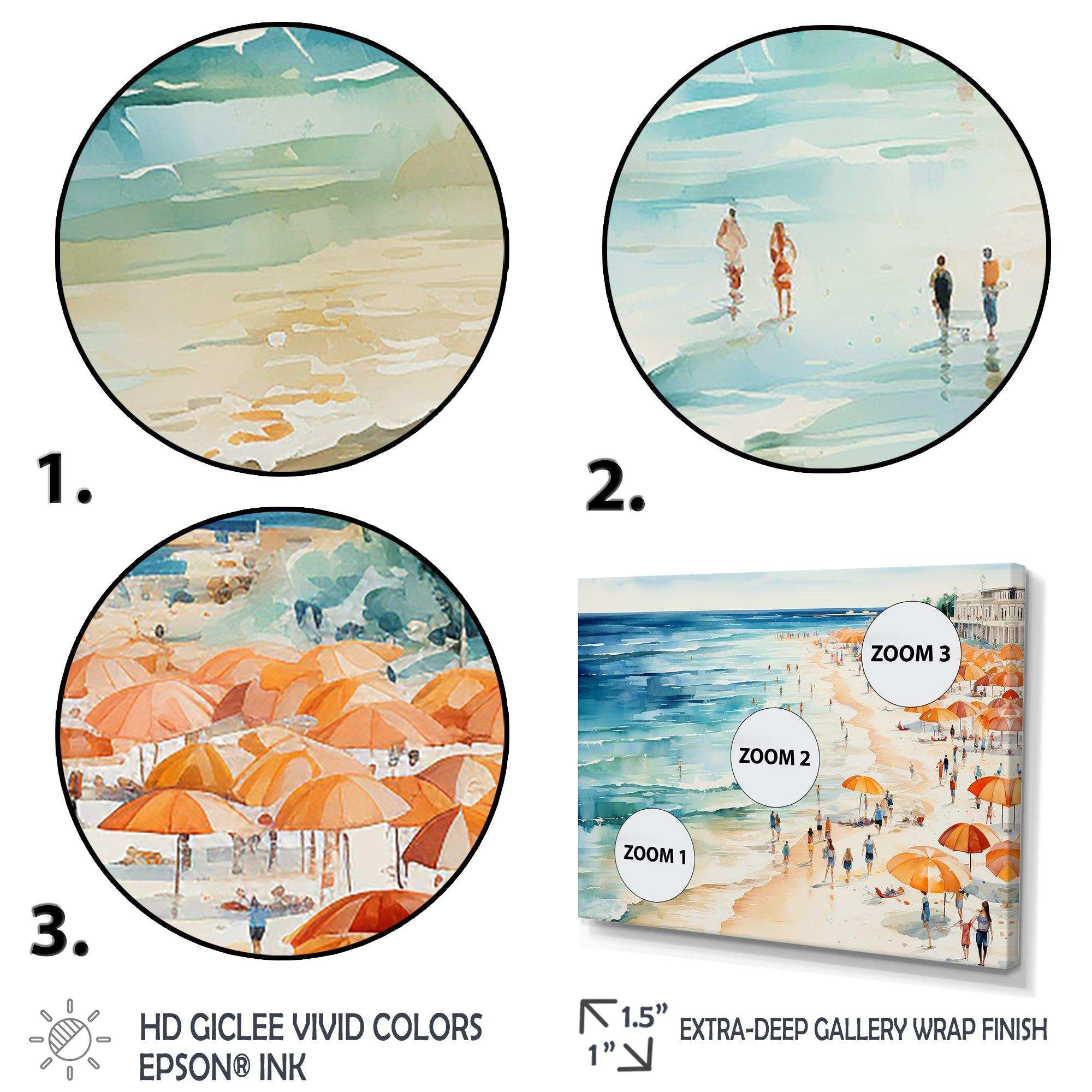 Beach Day umbrella parade V - Beach Canvas Wall Art