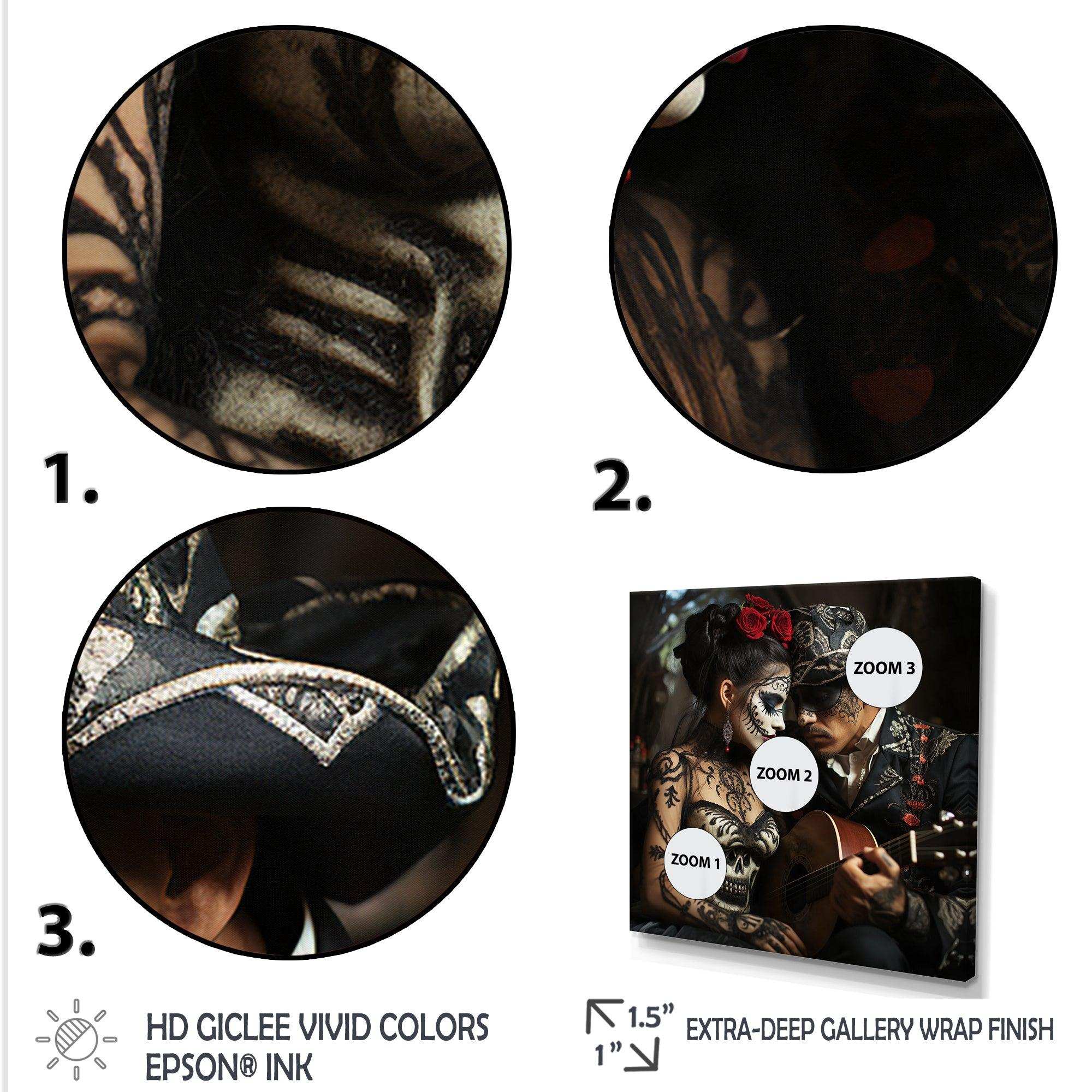 Roses Day of the dead Mexican portrait II - Fashion Canvas Wall Art