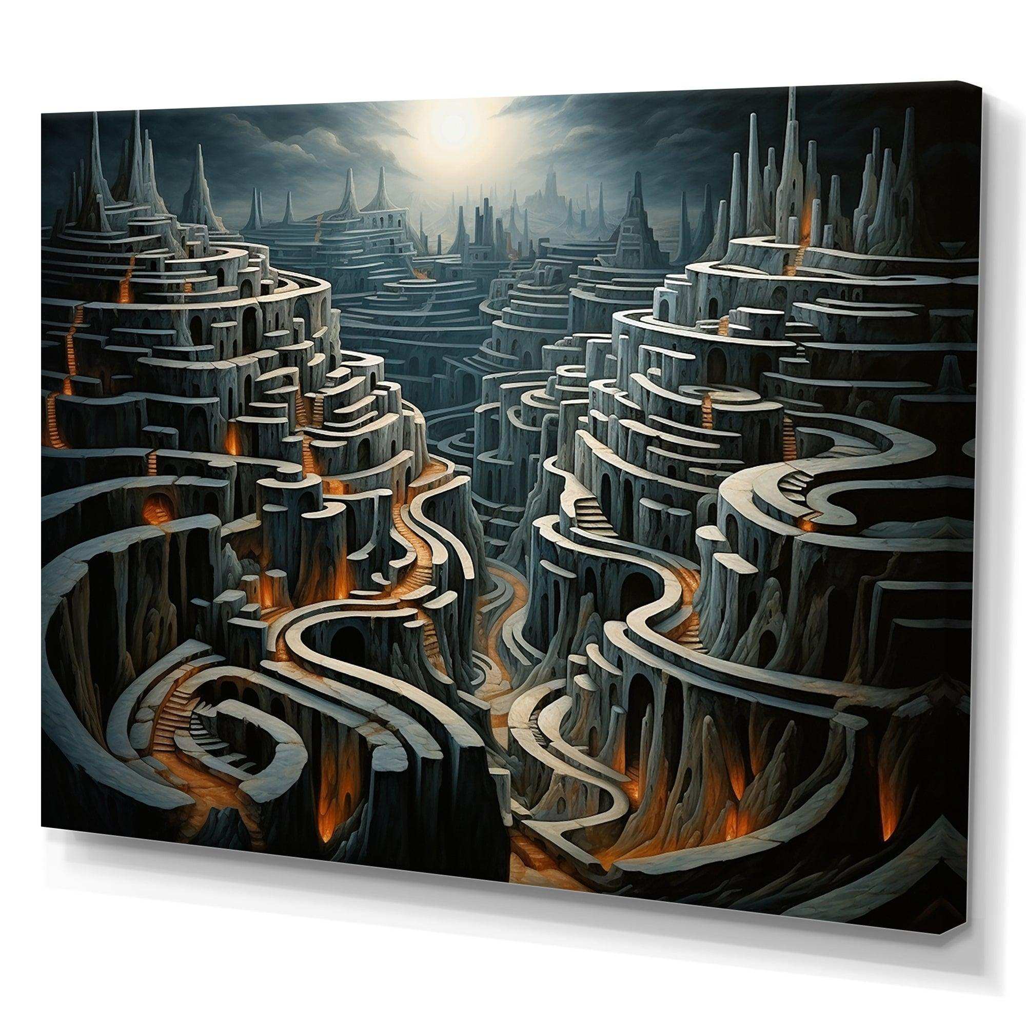 Maze Surreal Landscape I - Landscapes Canvas Wall Art