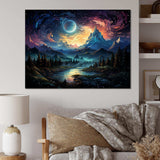 Yellow Mountain moon galatic I - Landscapes Canvas Wall Art