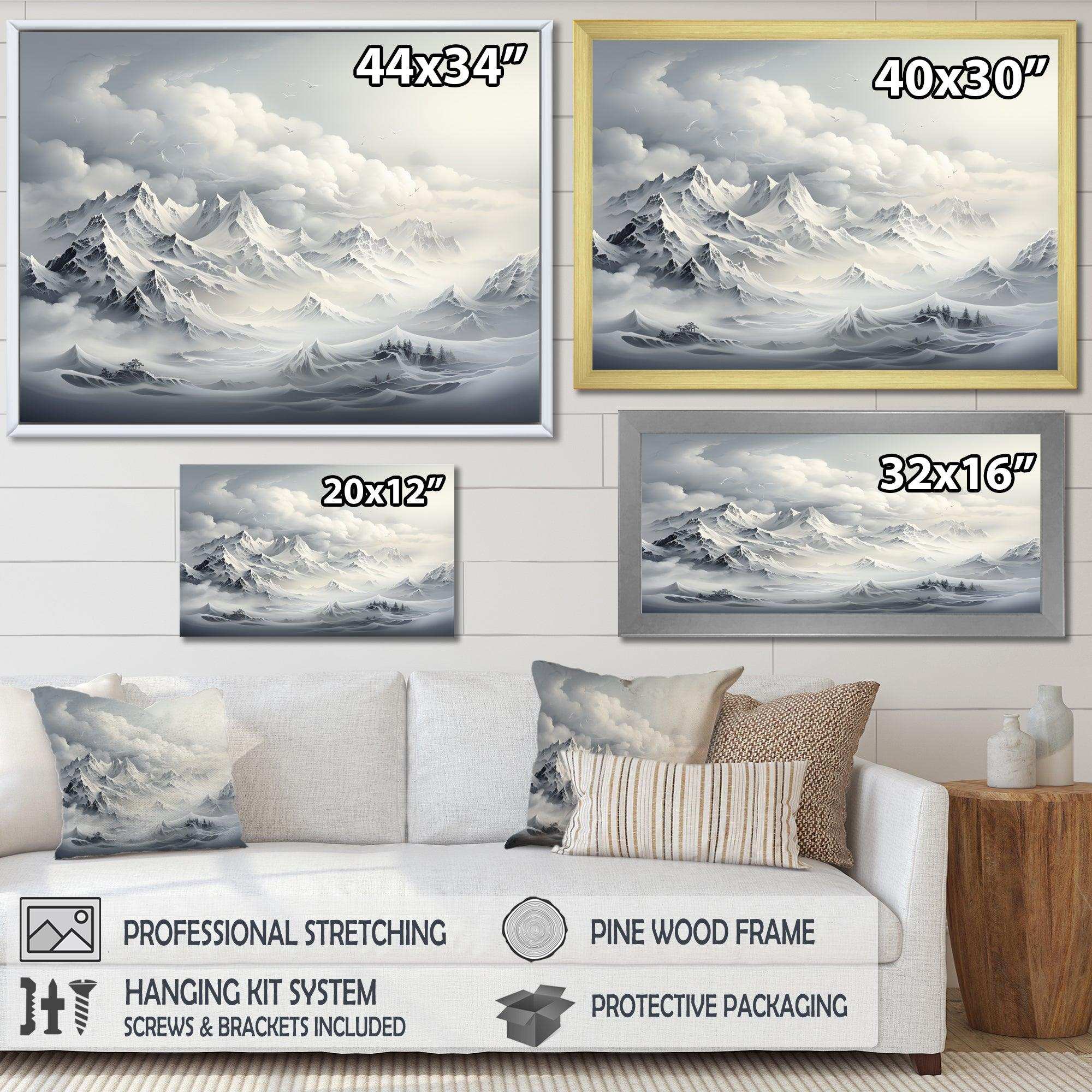 Snowy mountain Peaks serenity III - Landscapes Canvas Wall Art