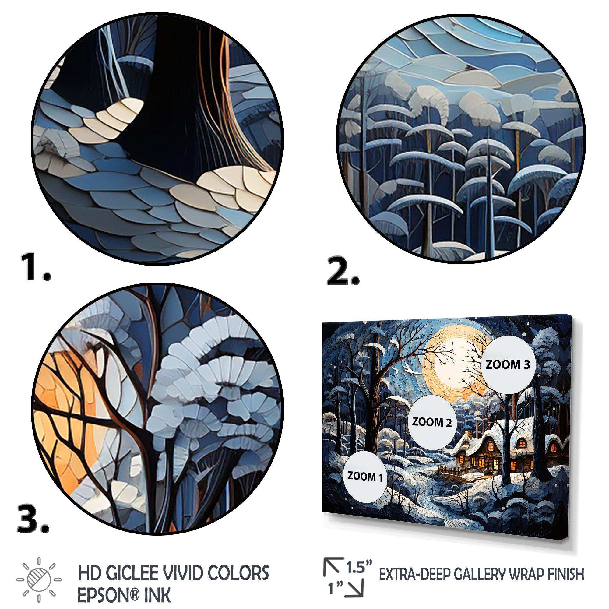 Christmas winter cottage scenery I - Landscapes Canvas Wall Art