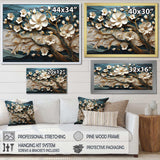White and Gold Charming Spring  flower Elegance III - Floral Canvas Wall Art
