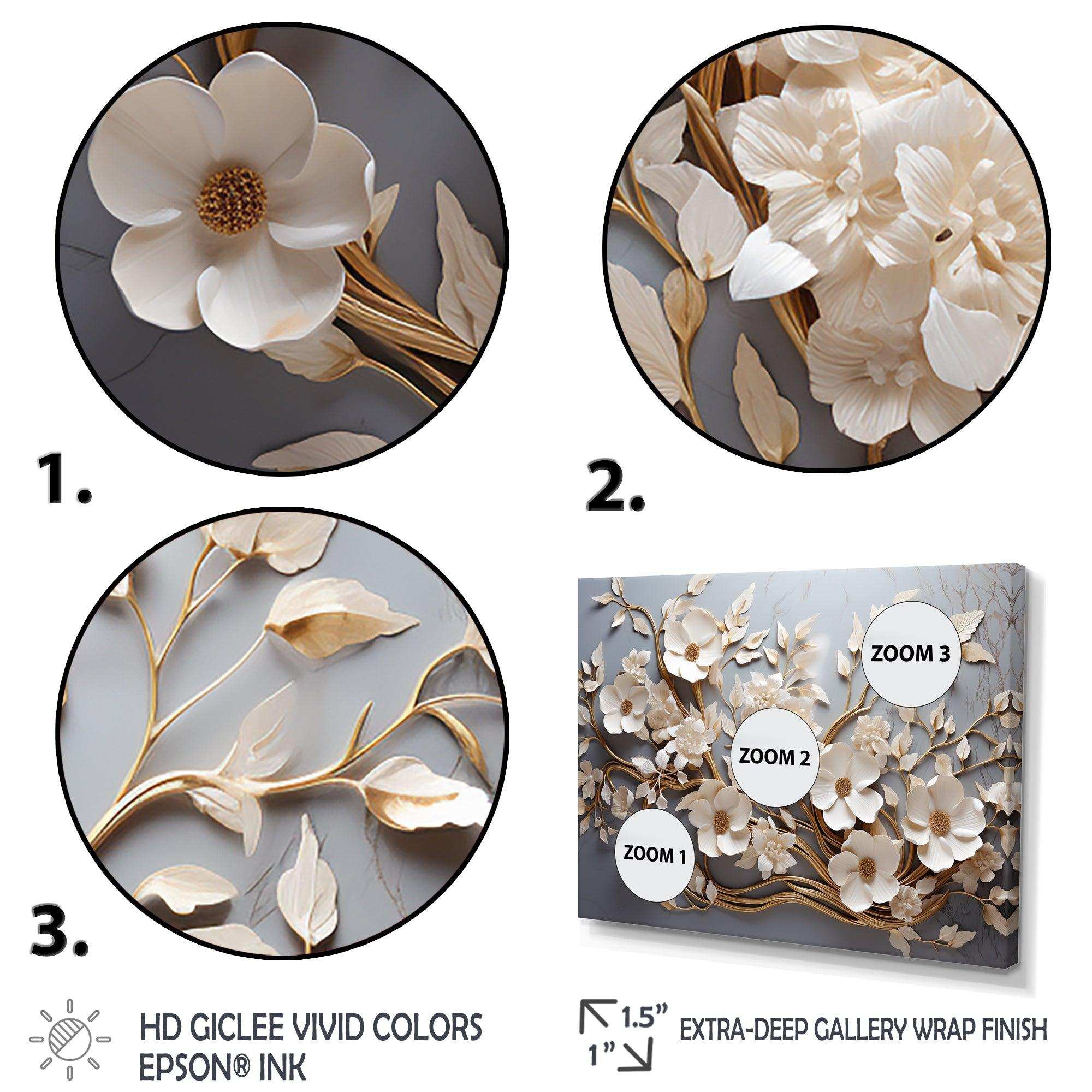 White Orchid Tree Garden Of Branches 7 - Floral Canvas Wall Art