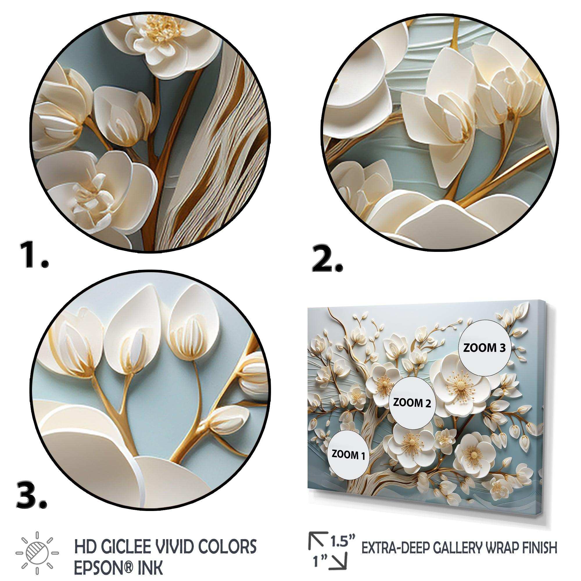 White Orchid Tree Garden Of Branches 9 - Floral Canvas Wall Art