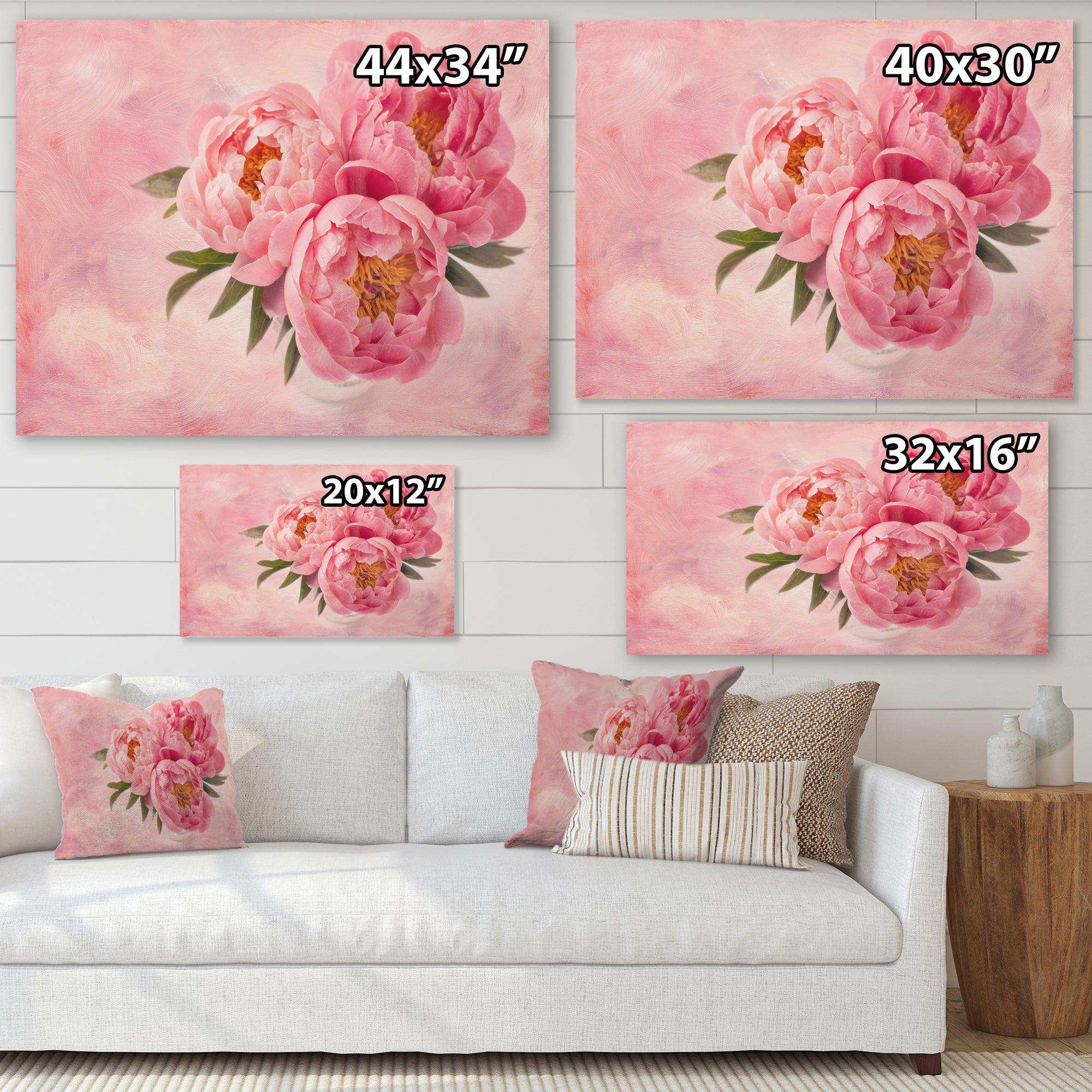 Peony Flowers in Vase on Pink