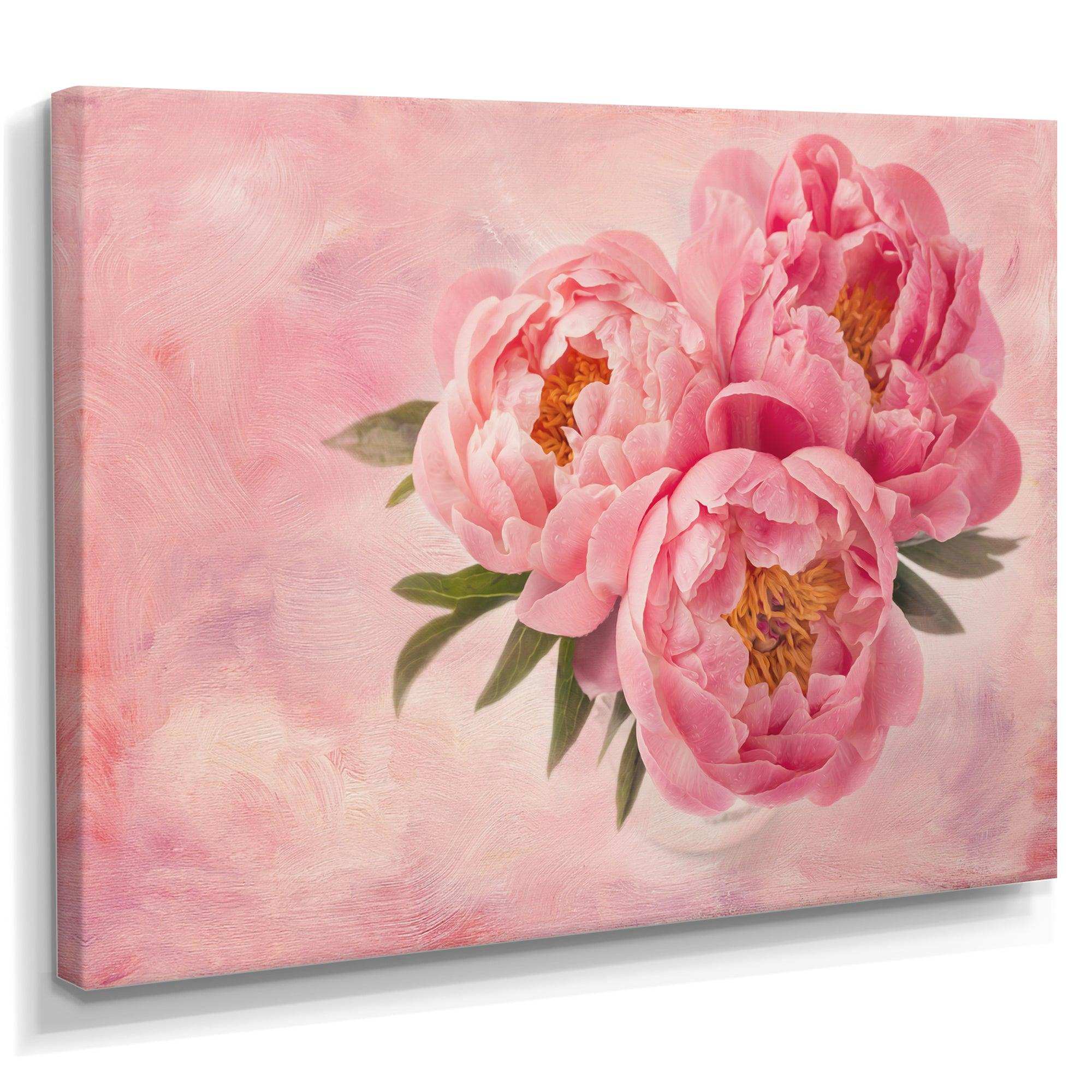 Peony Flowers in Vase on Pink