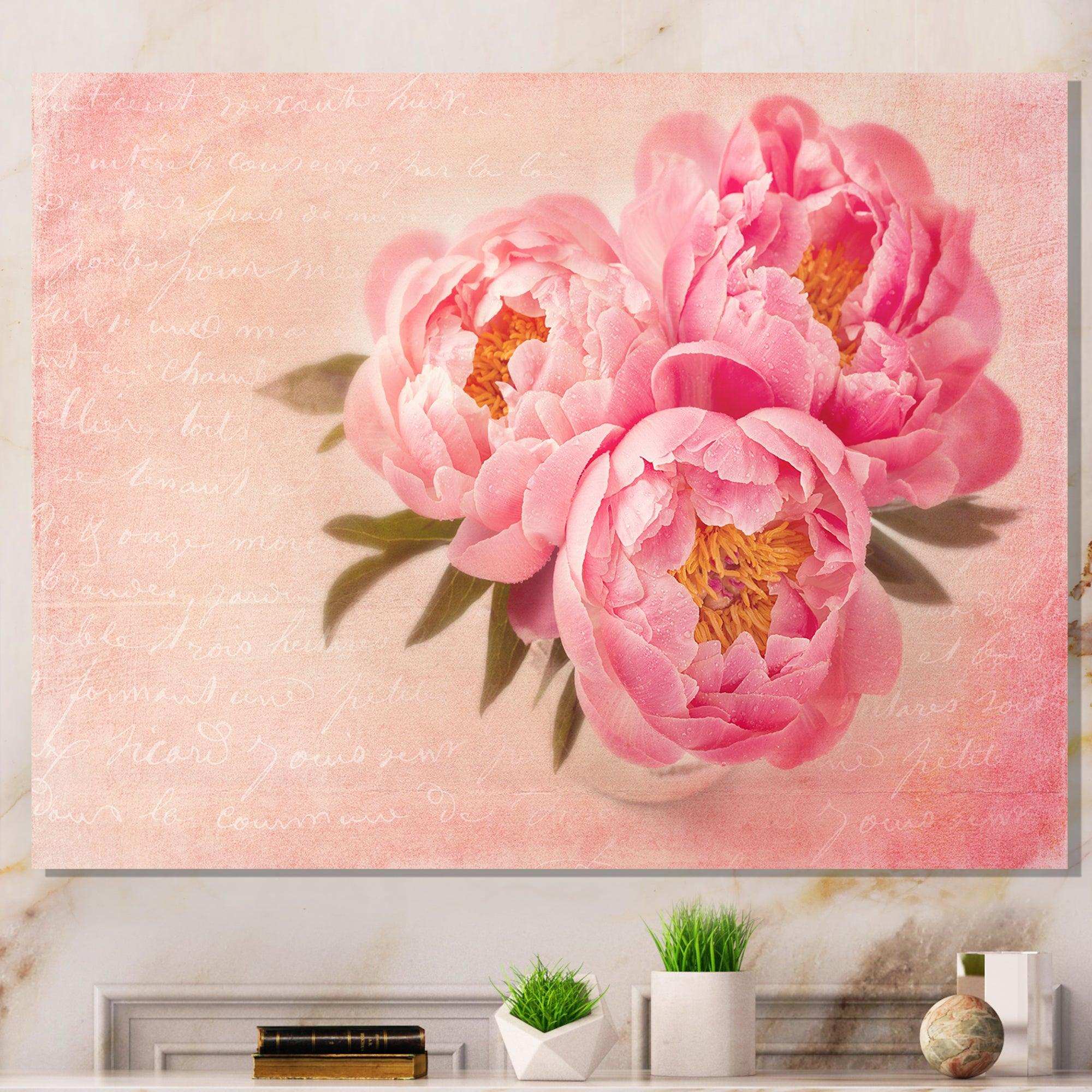 Peony Flowers against Scribbled Back