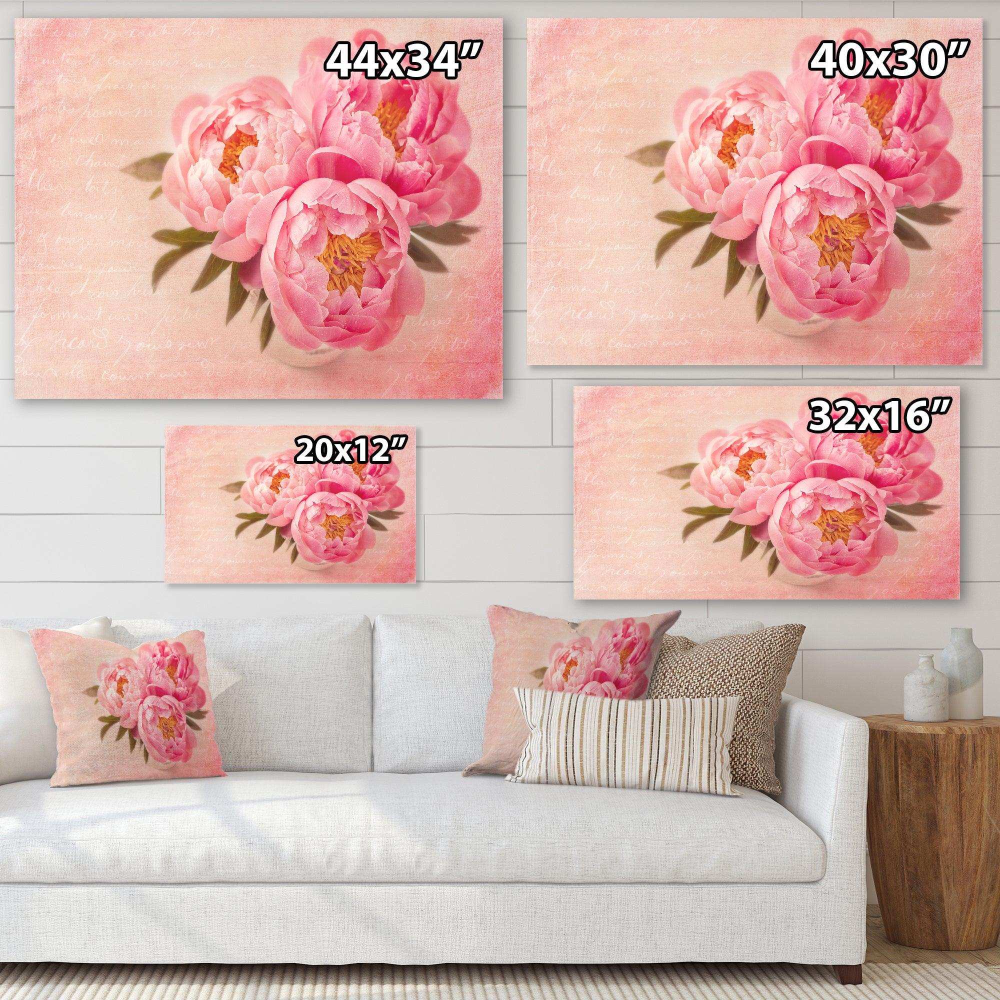 Peony Flowers against Scribbled Back