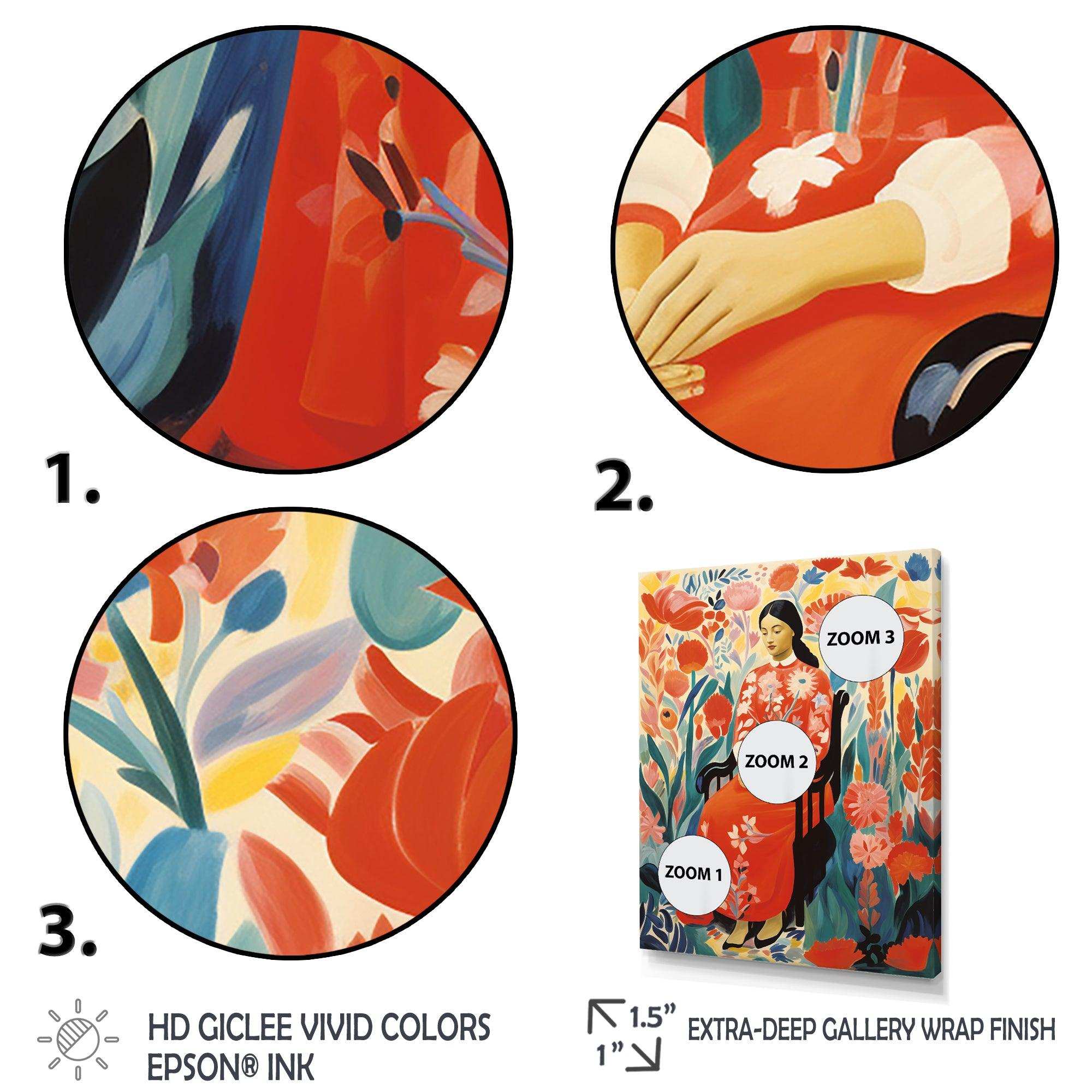 Mexican floral woman portrait  I - Fashion Canvas Wall Art