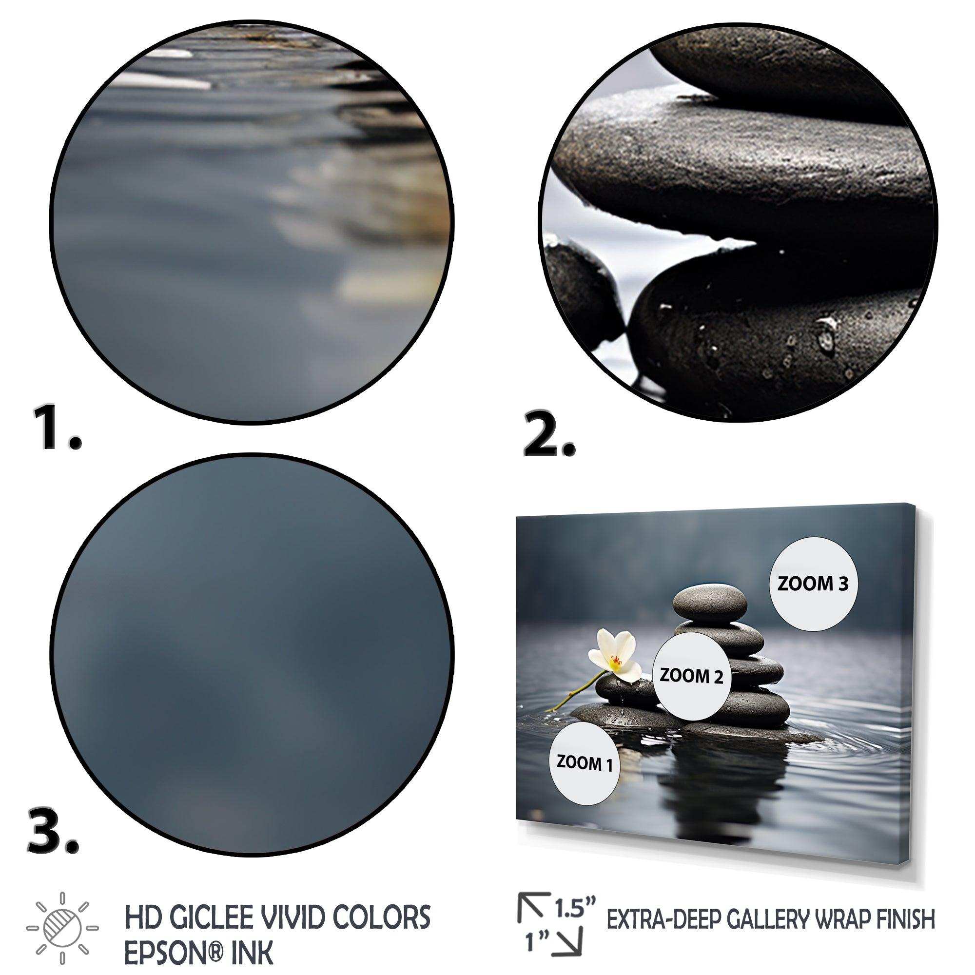 Blue Zen Serenity of Spiritual Stones in Water III - Spiritual Canvas Wall Art