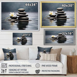 Blue Zen Serenity of Spiritual Stones in Water III - Spiritual Canvas Wall Art