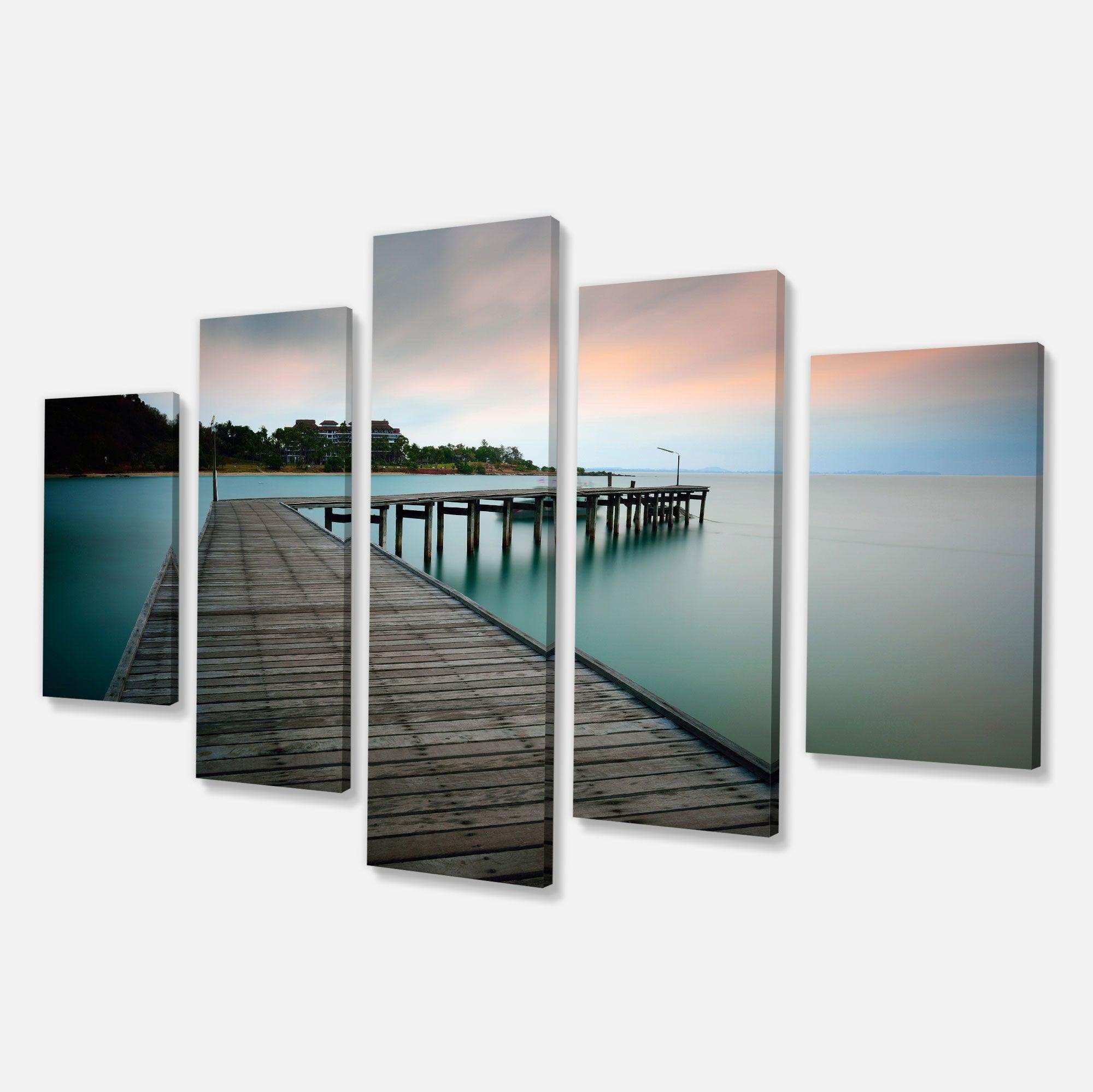 Wooden Bridge into Blue Sea Multi-Panels