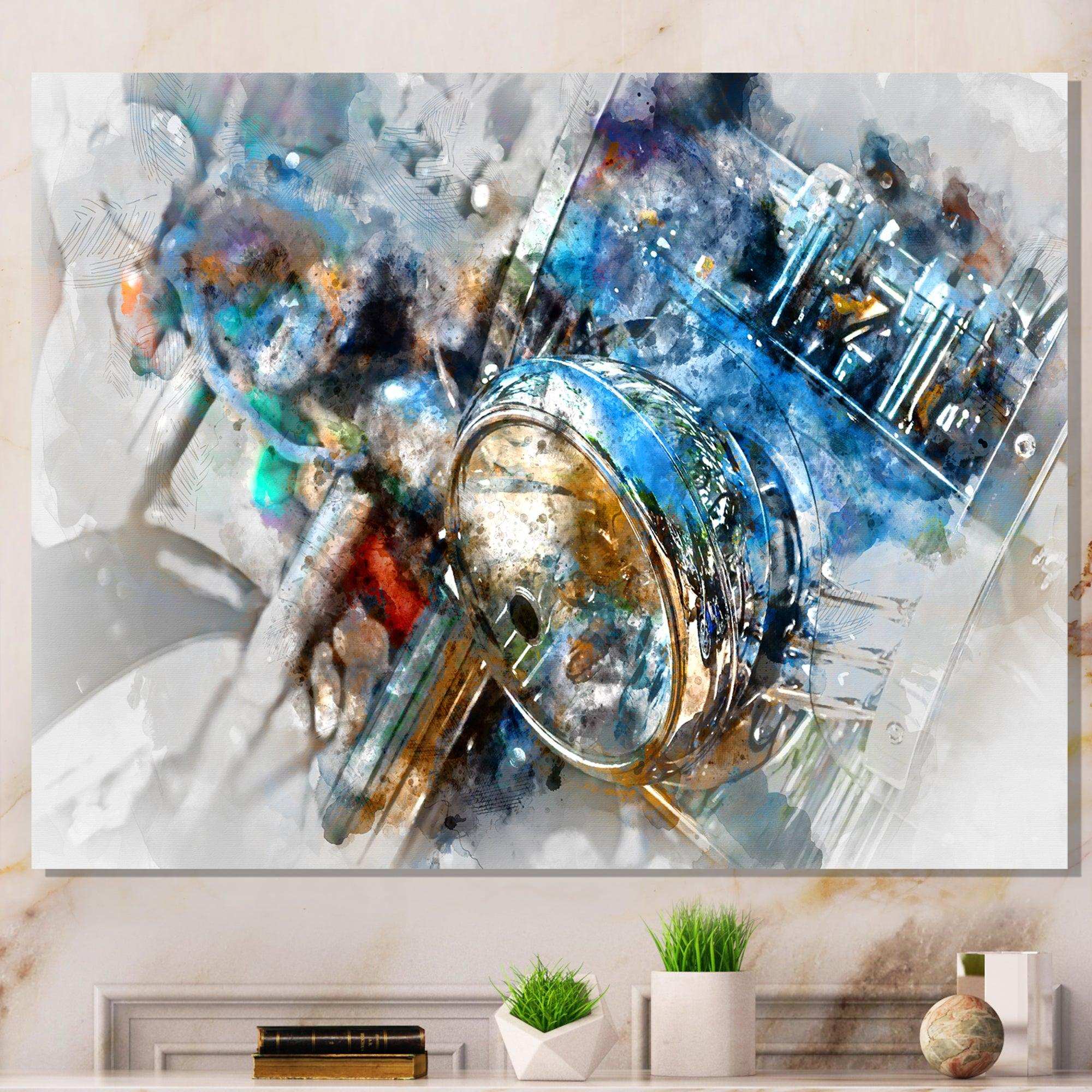 Motorcycle Headlight Watercolor