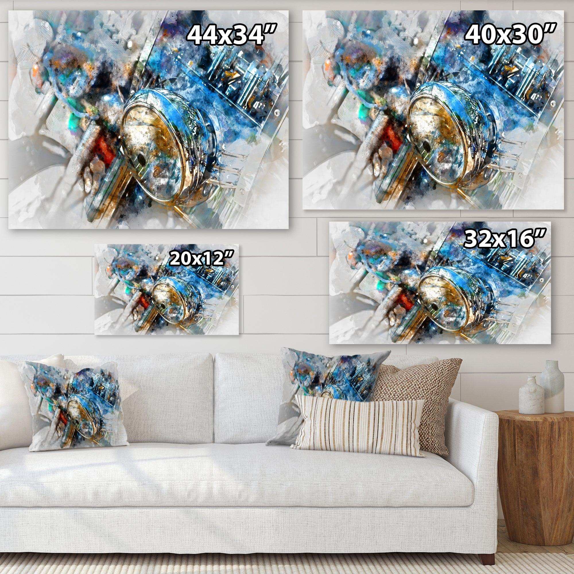 Motorcycle Headlight Watercolor