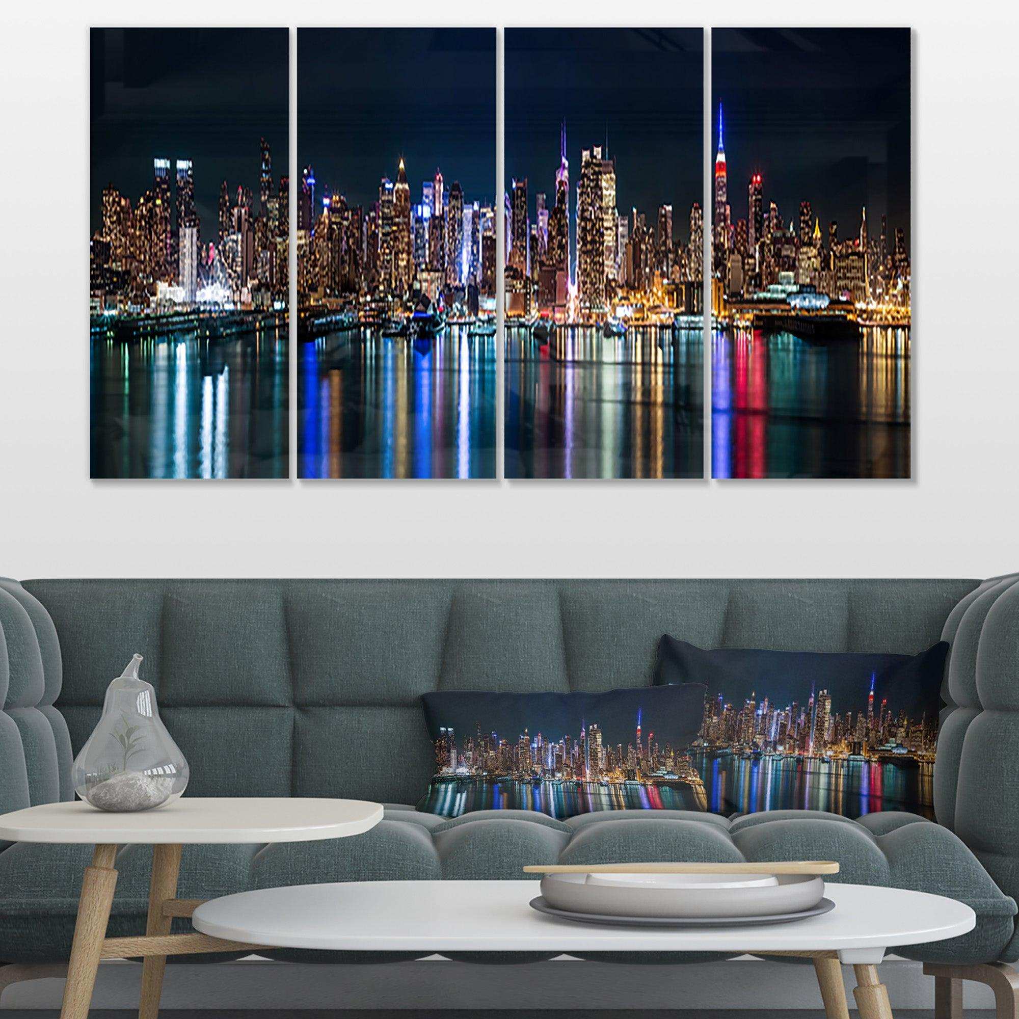 New York Midtown Night Panorama Multi-Panels