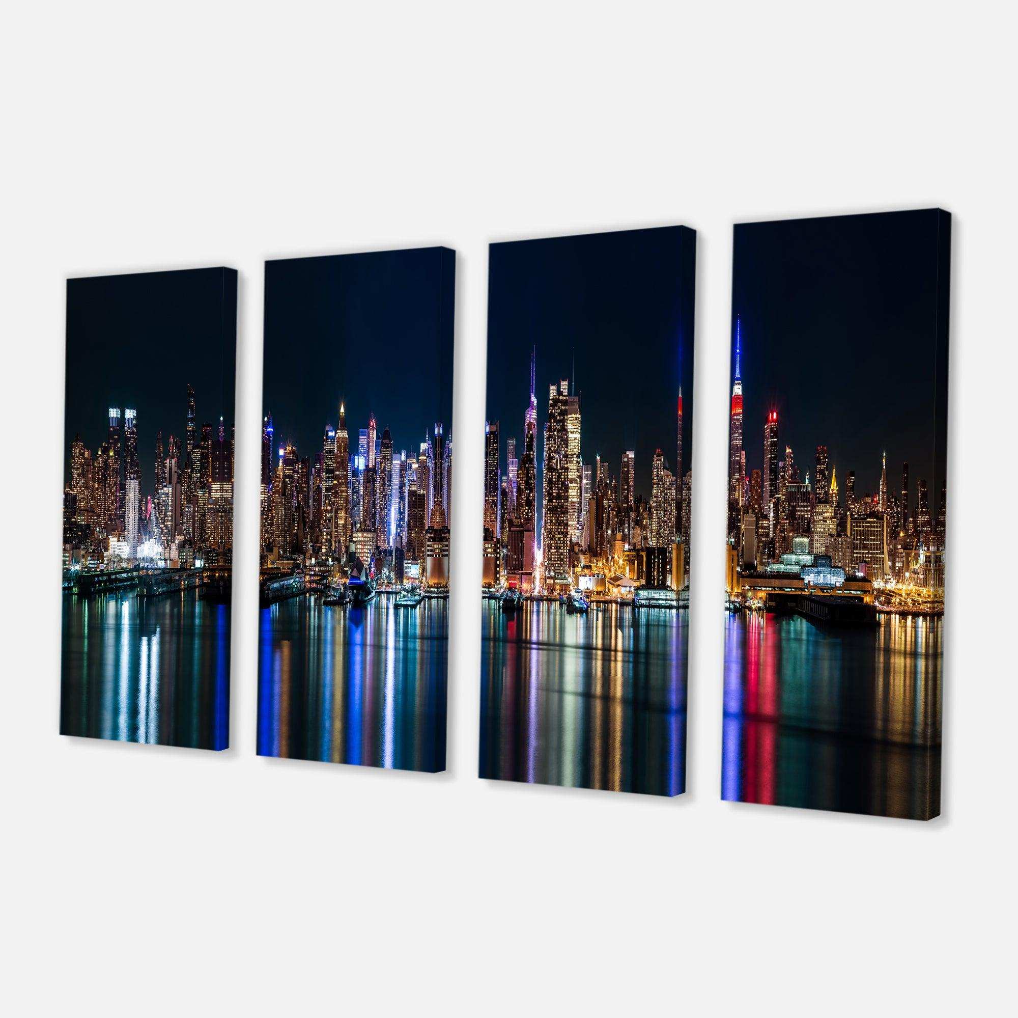 New York Midtown Night Panorama Multi-Panels