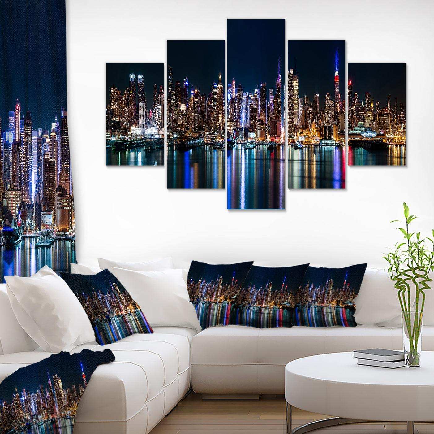 New York Midtown Night Panorama Multi-Panels
