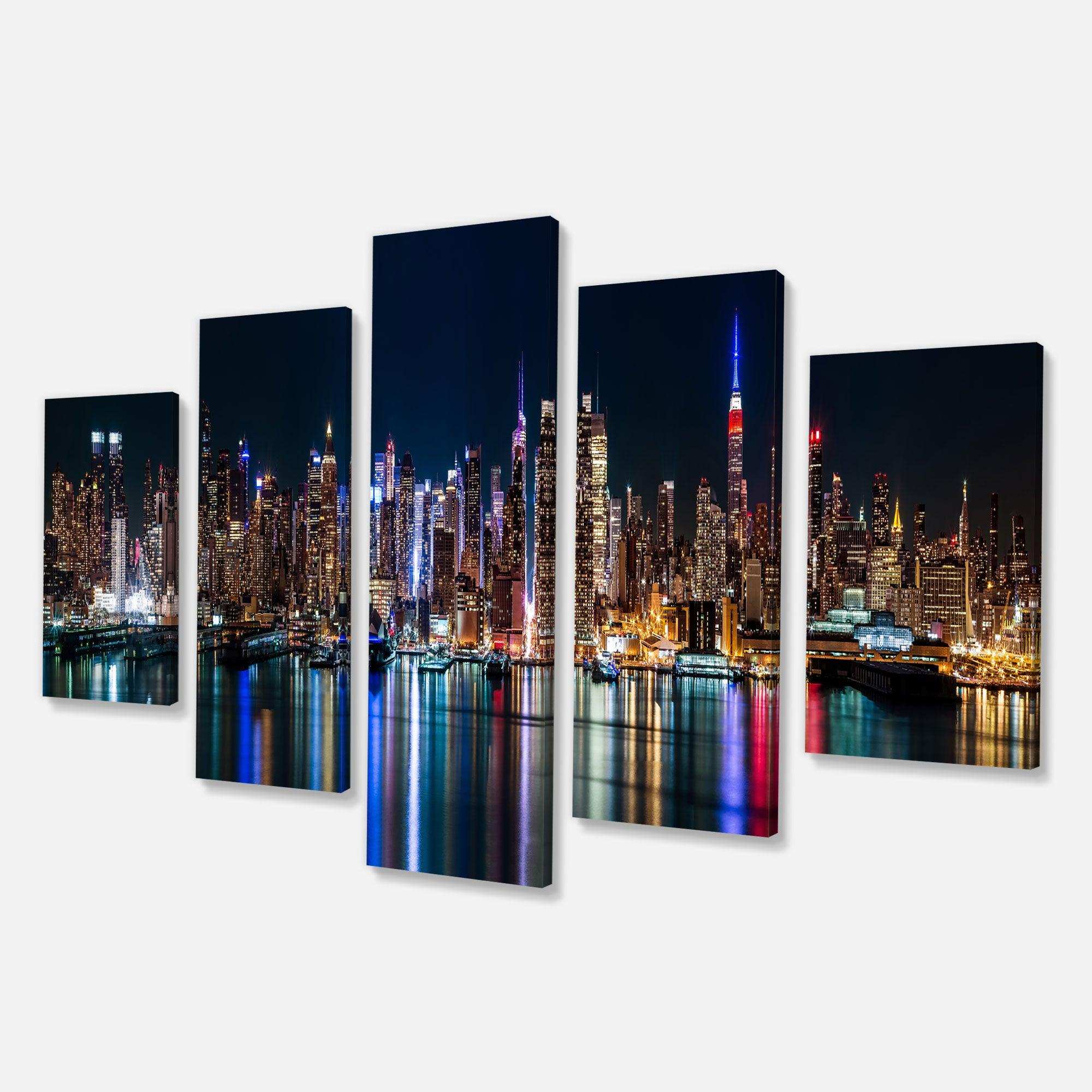 New York Midtown Night Panorama Multi-Panels