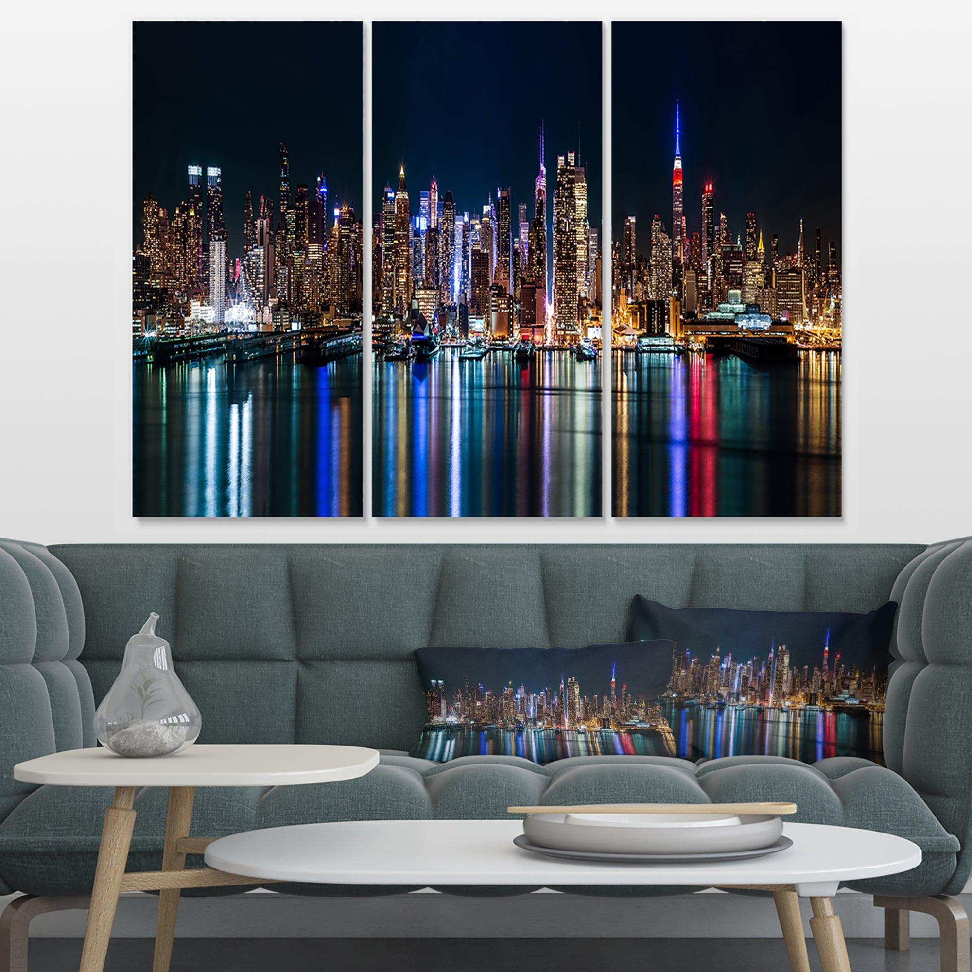 New York Midtown Night Panorama Multi-Panels