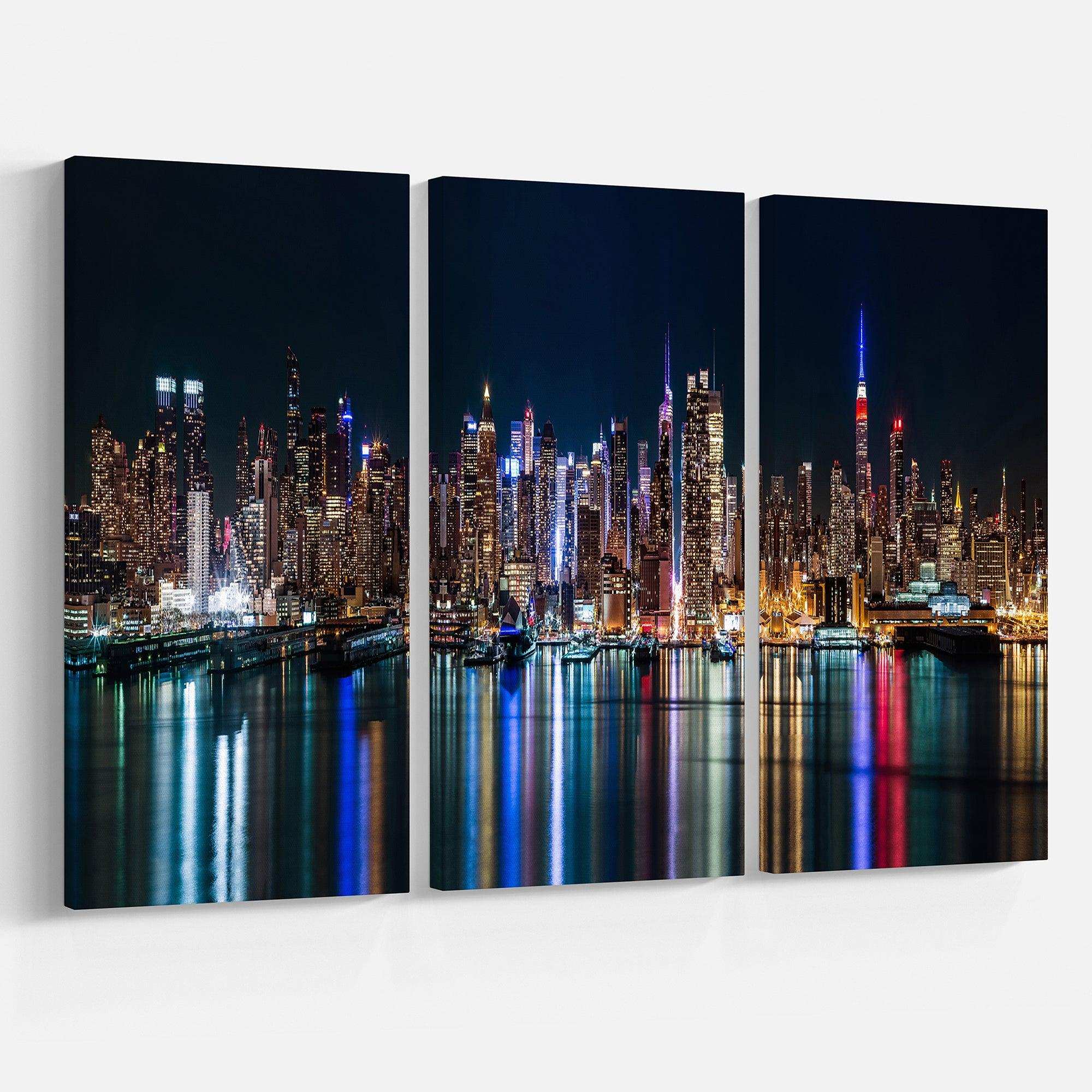 New York Midtown Night Panorama Multi-Panels