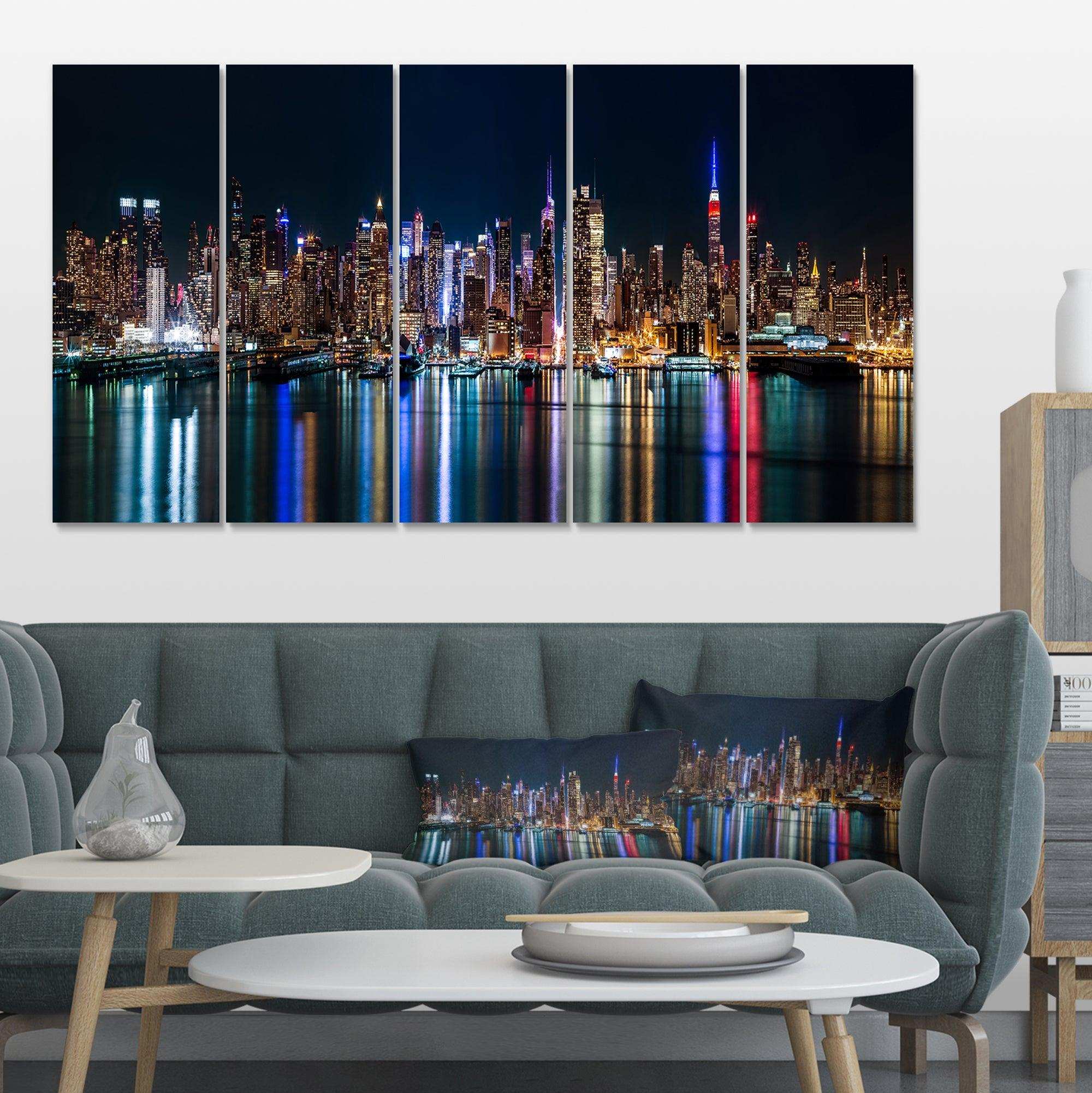 New York Midtown Night Panorama Multi-Panels
