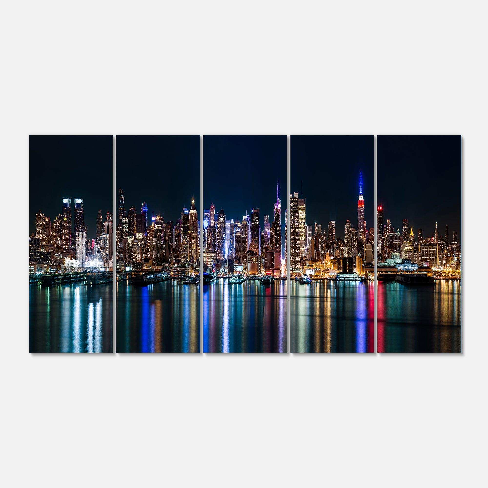 New York Midtown Night Panorama Multi-Panels