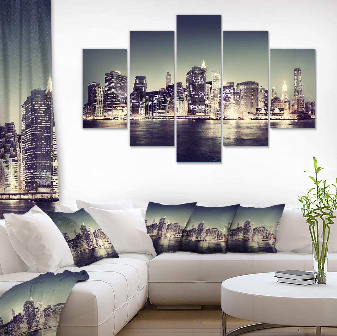 Black and White NYC Night Panorama Multi-Panels