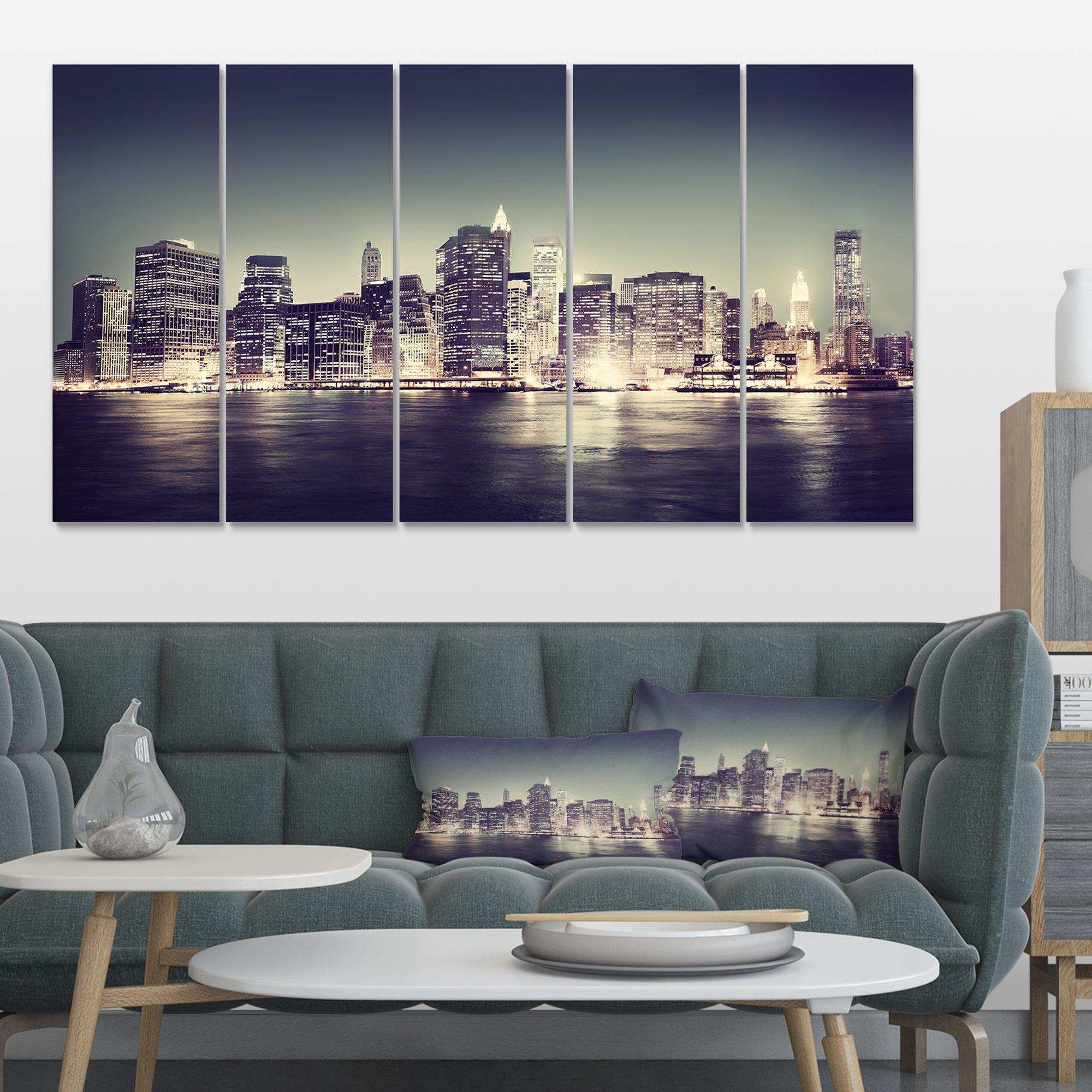 Black and White NYC Night Panorama Multi-Panels