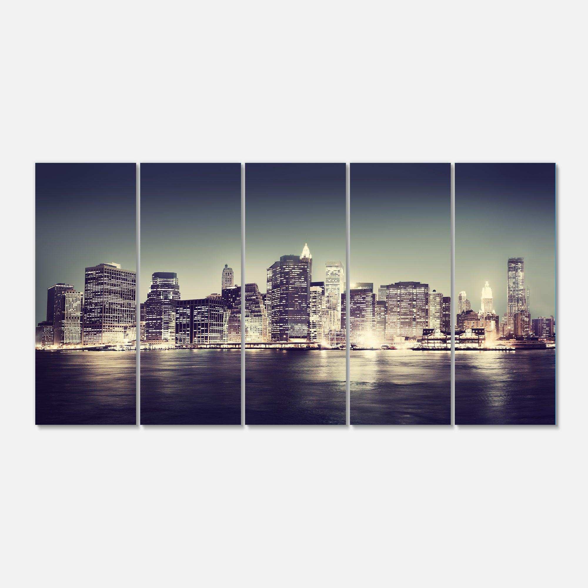Black and White NYC Night Panorama Multi-Panels