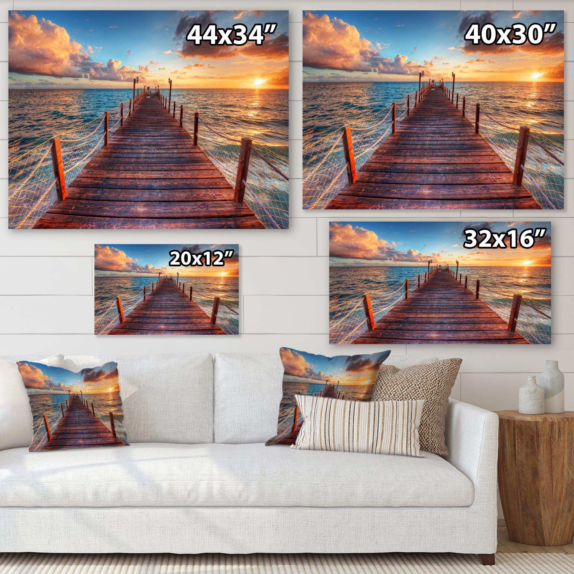 Sunset over Wooden Sea Pier