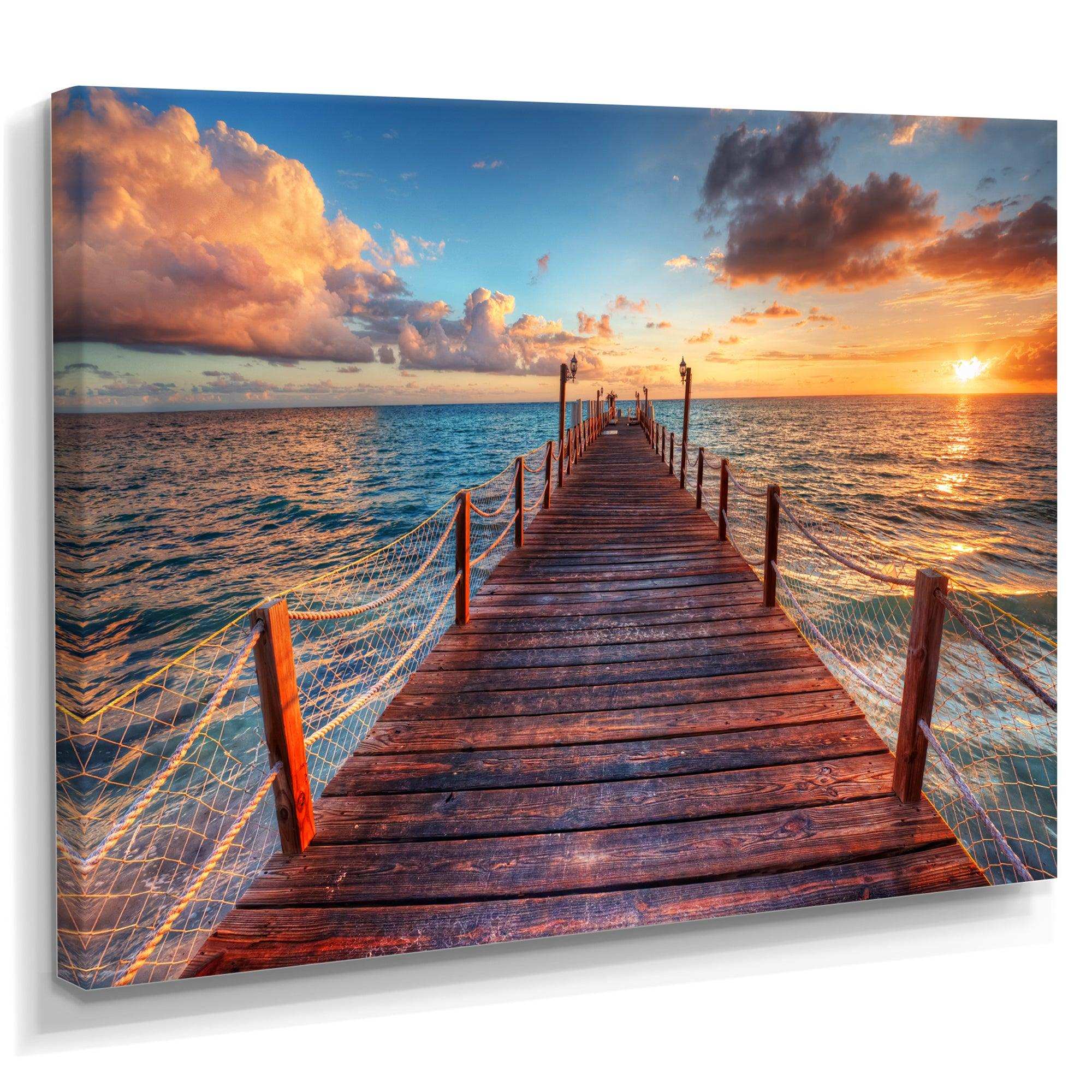 Sunset over Wooden Sea Pier