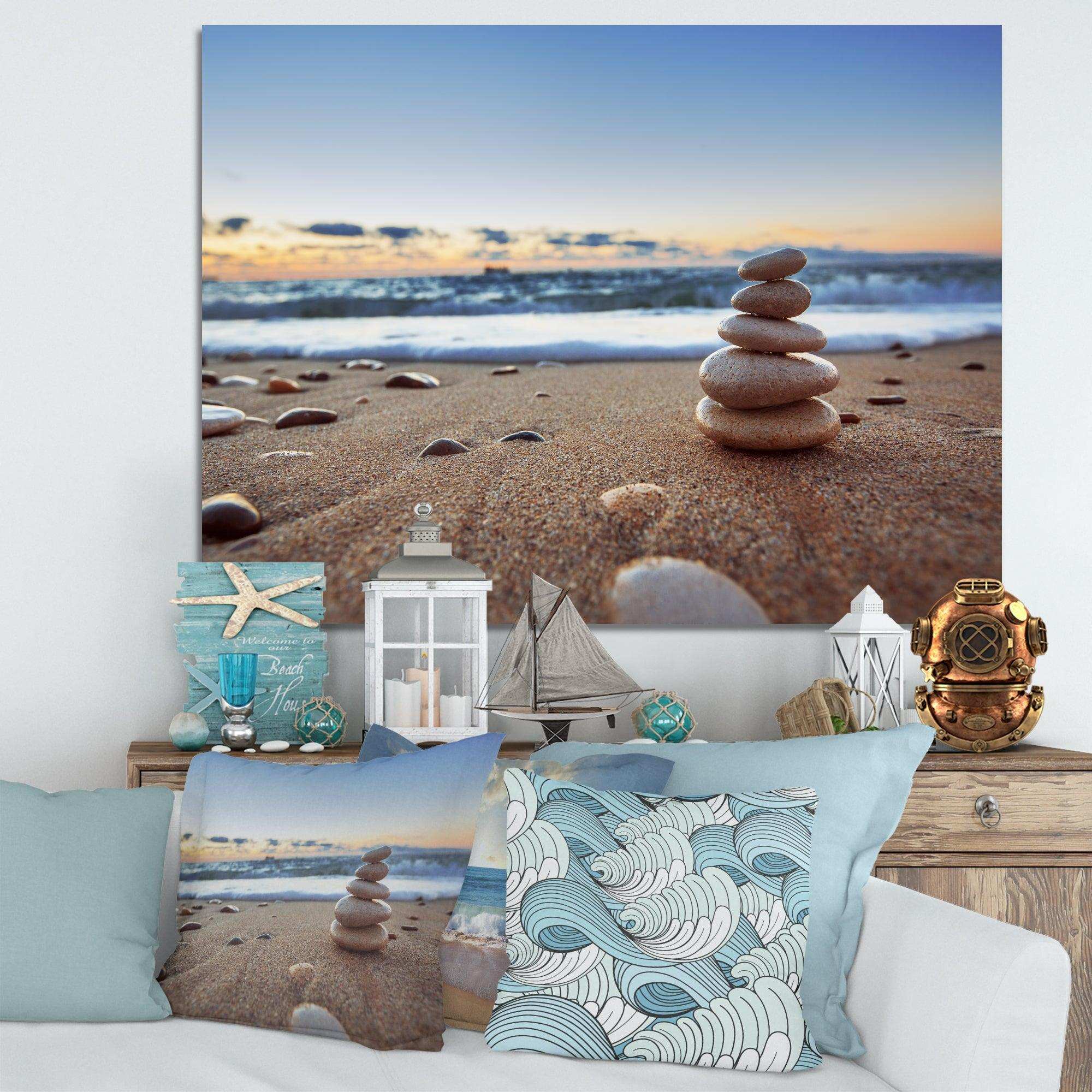 Stones Balance on Sandy Beach