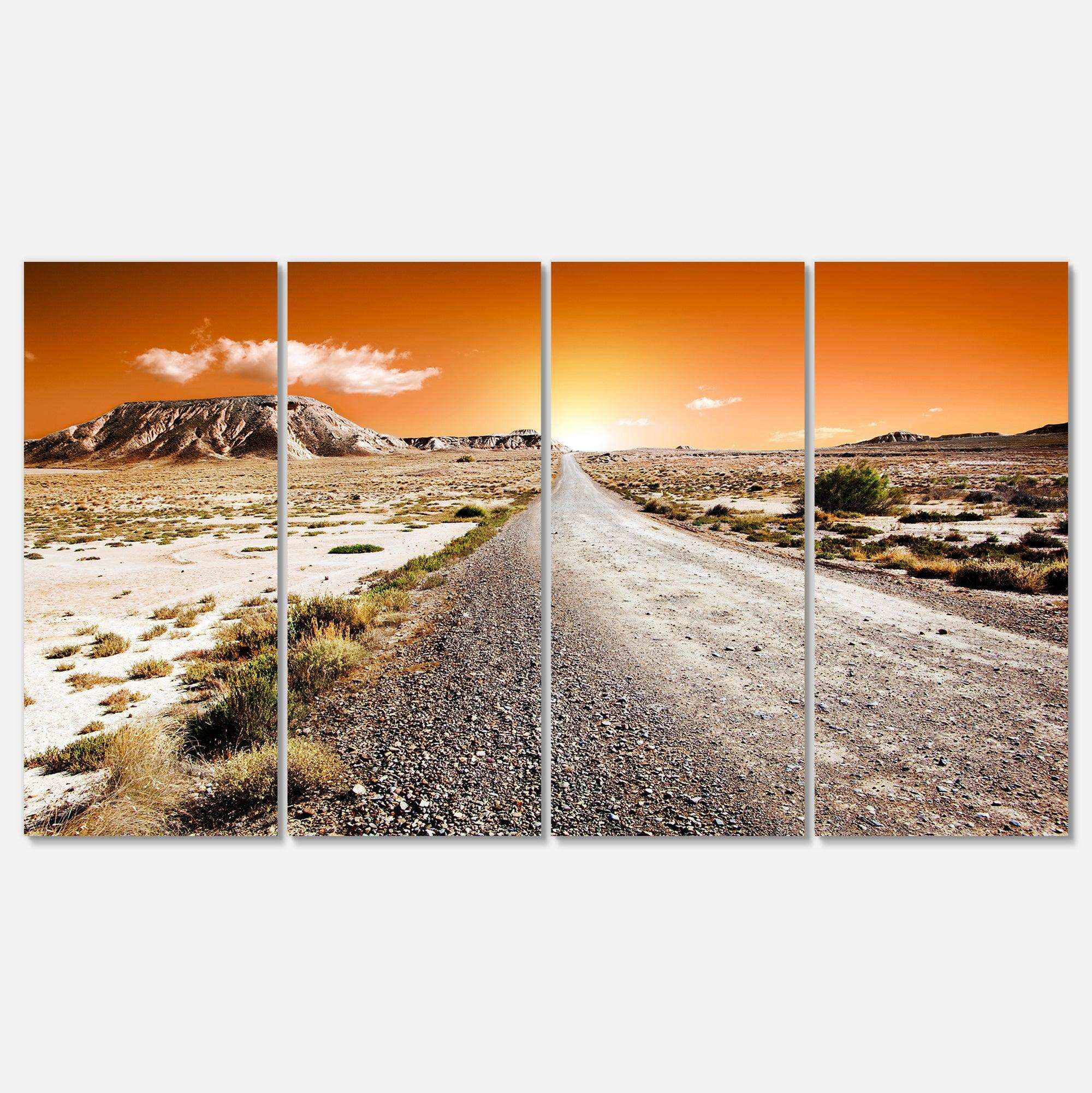 Sunset Desert with Pebble Road Multi-Panels