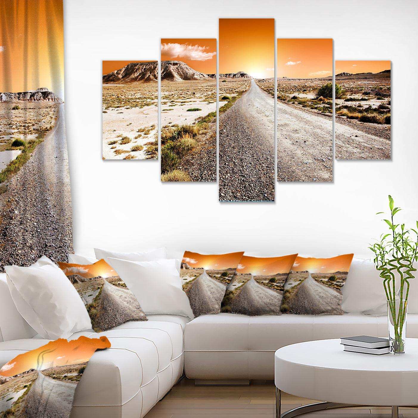Sunset Desert with Pebble Road Multi-Panels