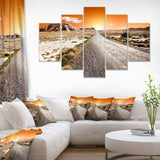 Sunset Desert with Pebble Road Multi-Panels