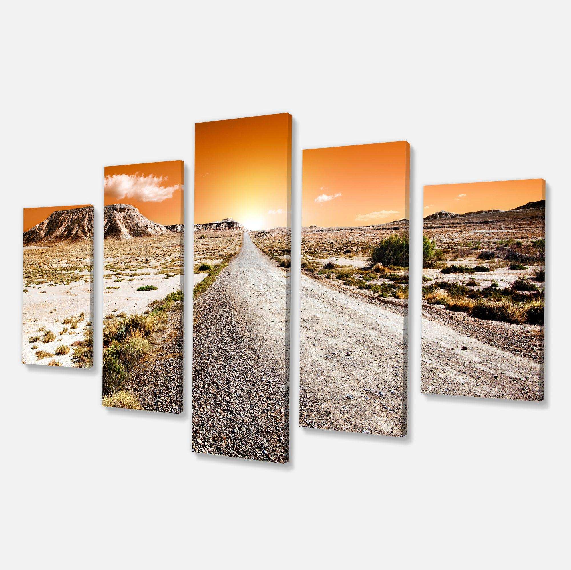 Sunset Desert with Pebble Road Multi-Panels