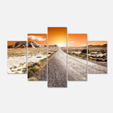 Sunset Desert with Pebble Road Multi-Panels