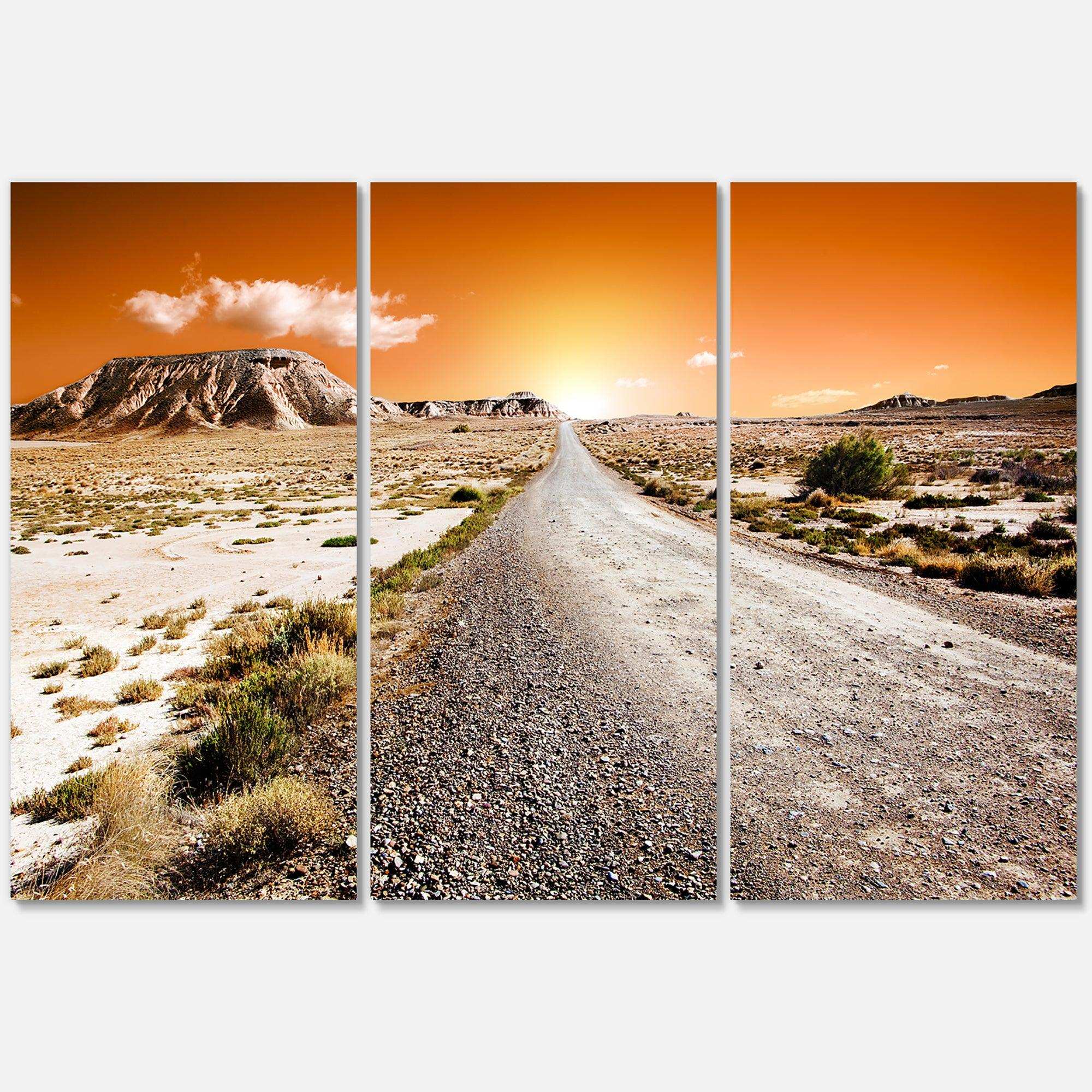 Sunset Desert with Pebble Road Multi-Panels