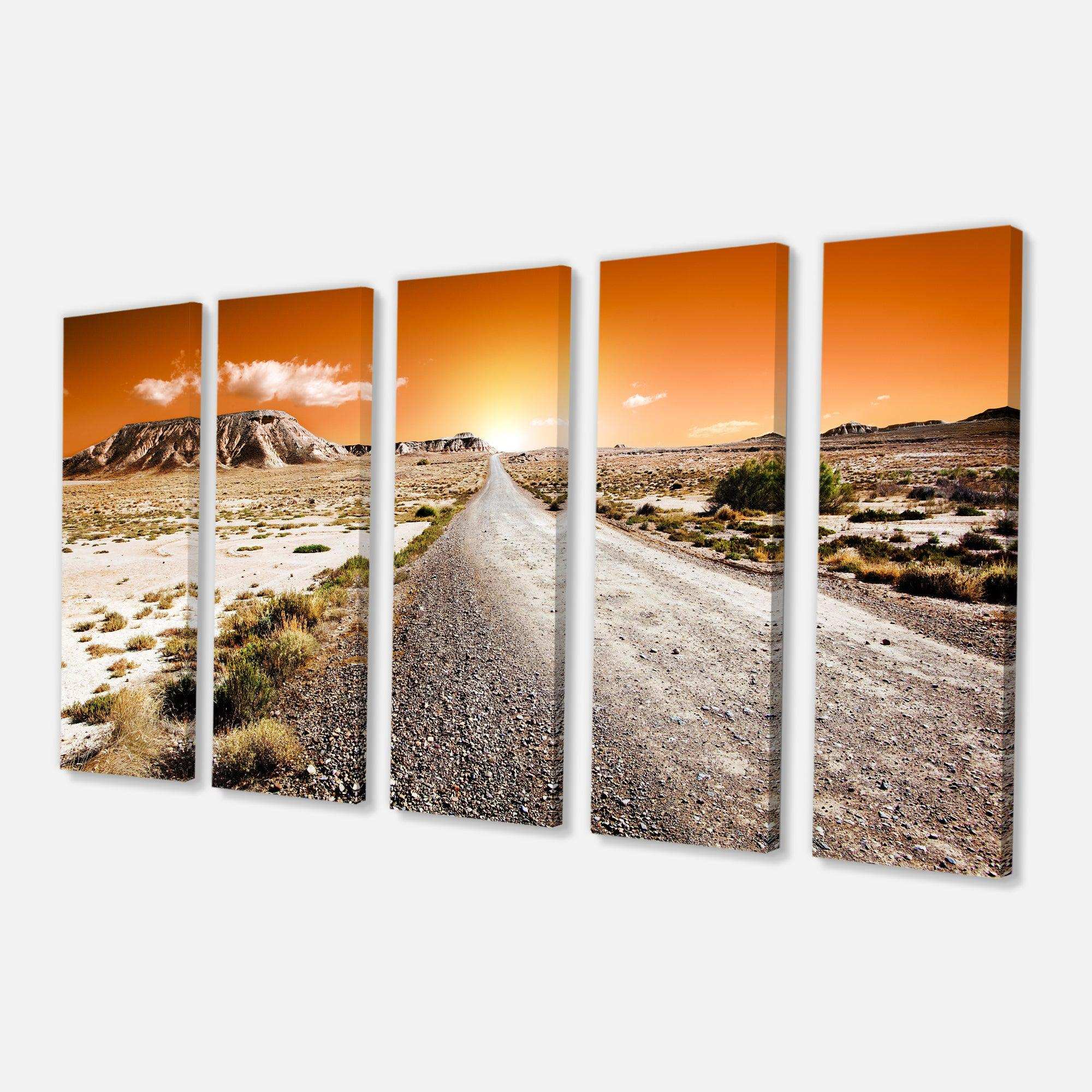 Sunset Desert with Pebble Road Multi-Panels