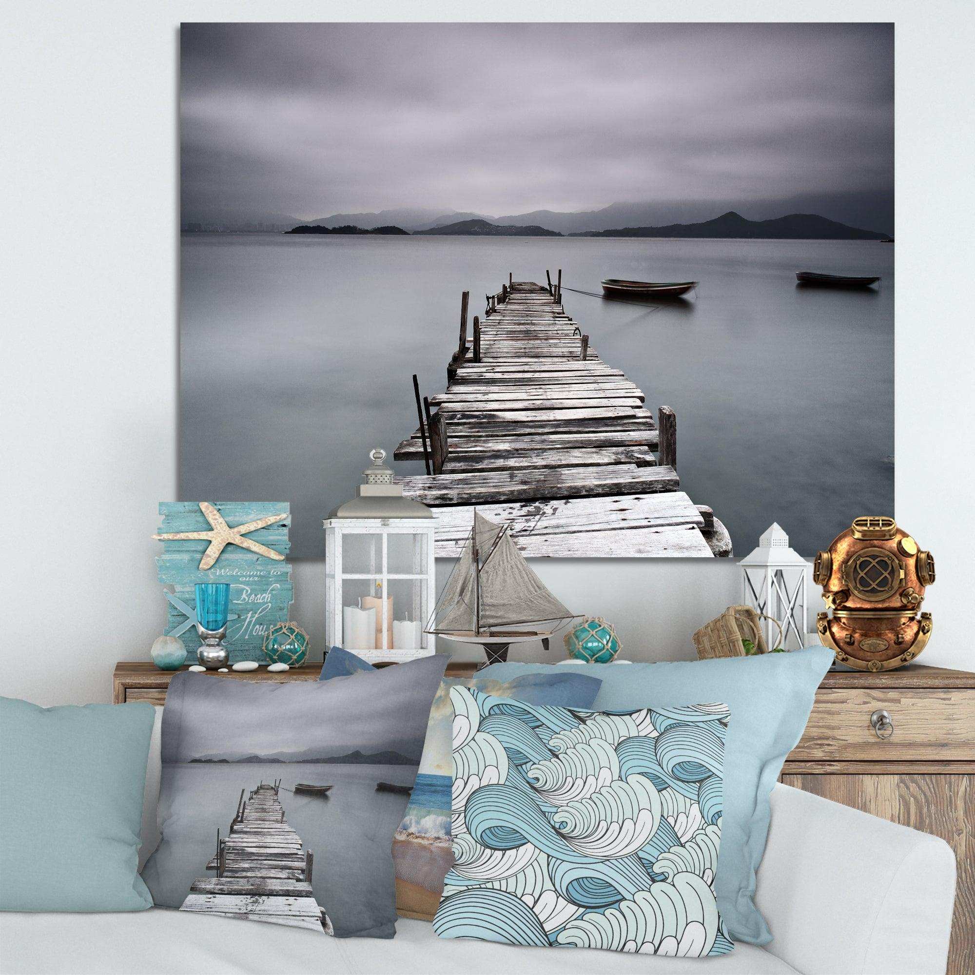 Pier and Boats at Seashore