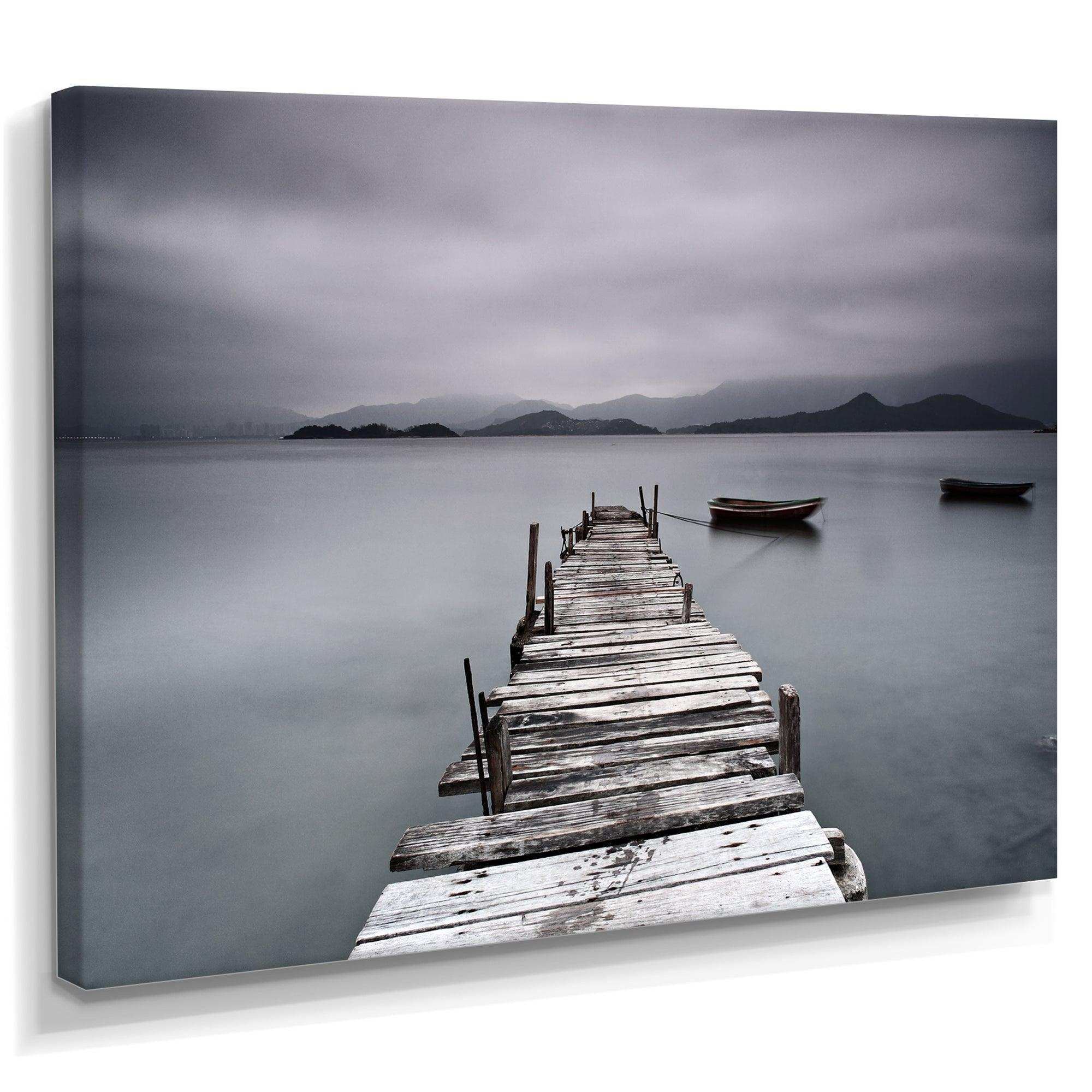 Pier and Boats at Seashore