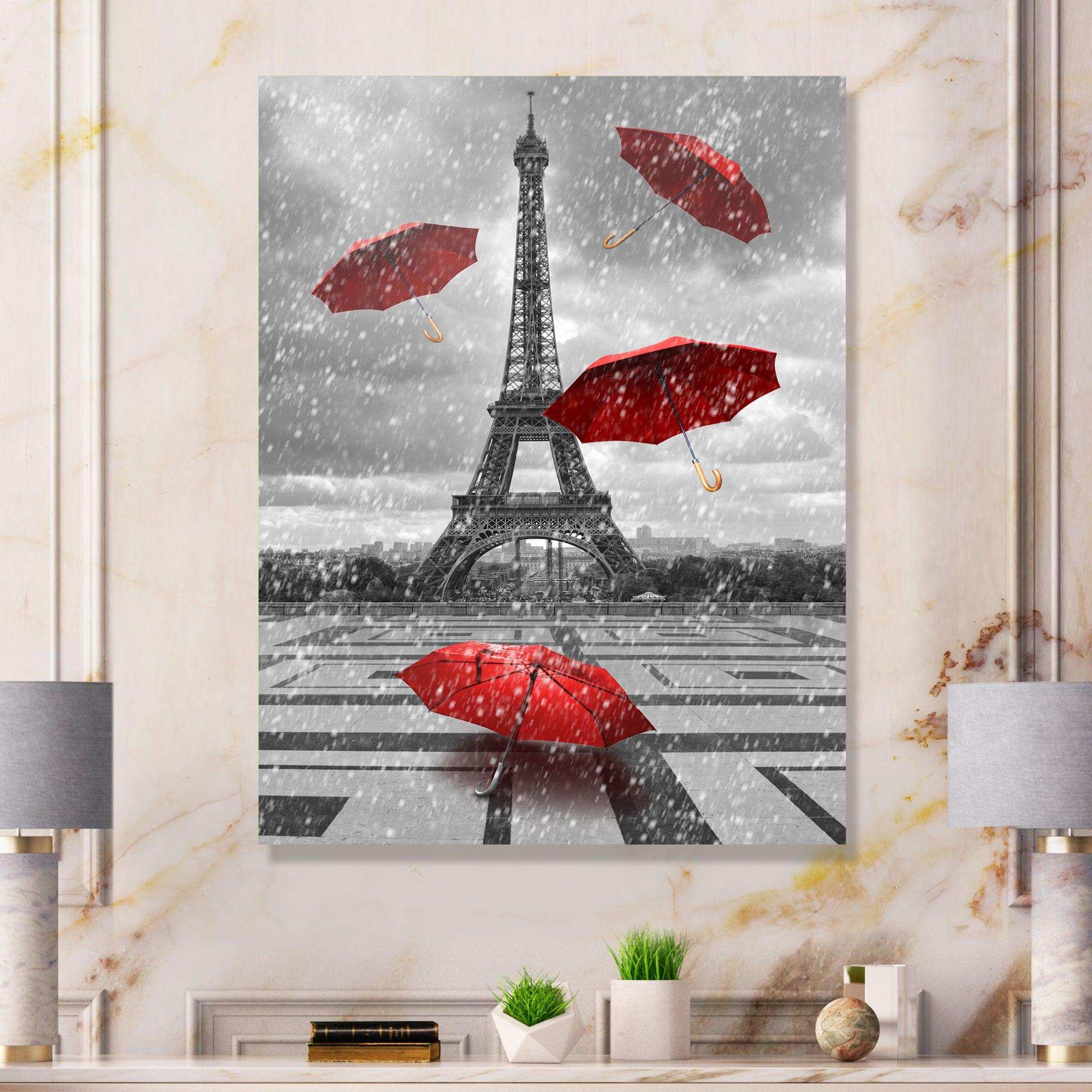Flying Umbrella with Eiffel Tower