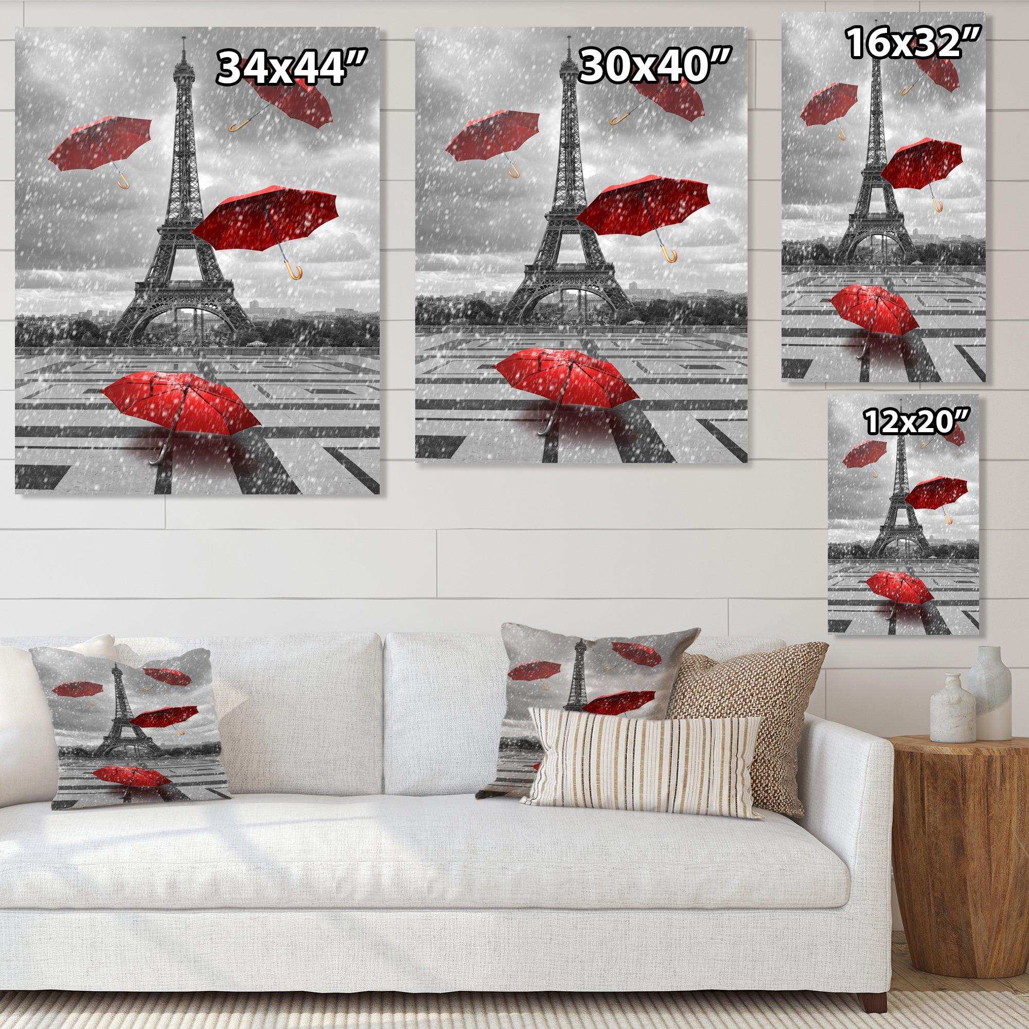 Flying Umbrella with Eiffel Tower