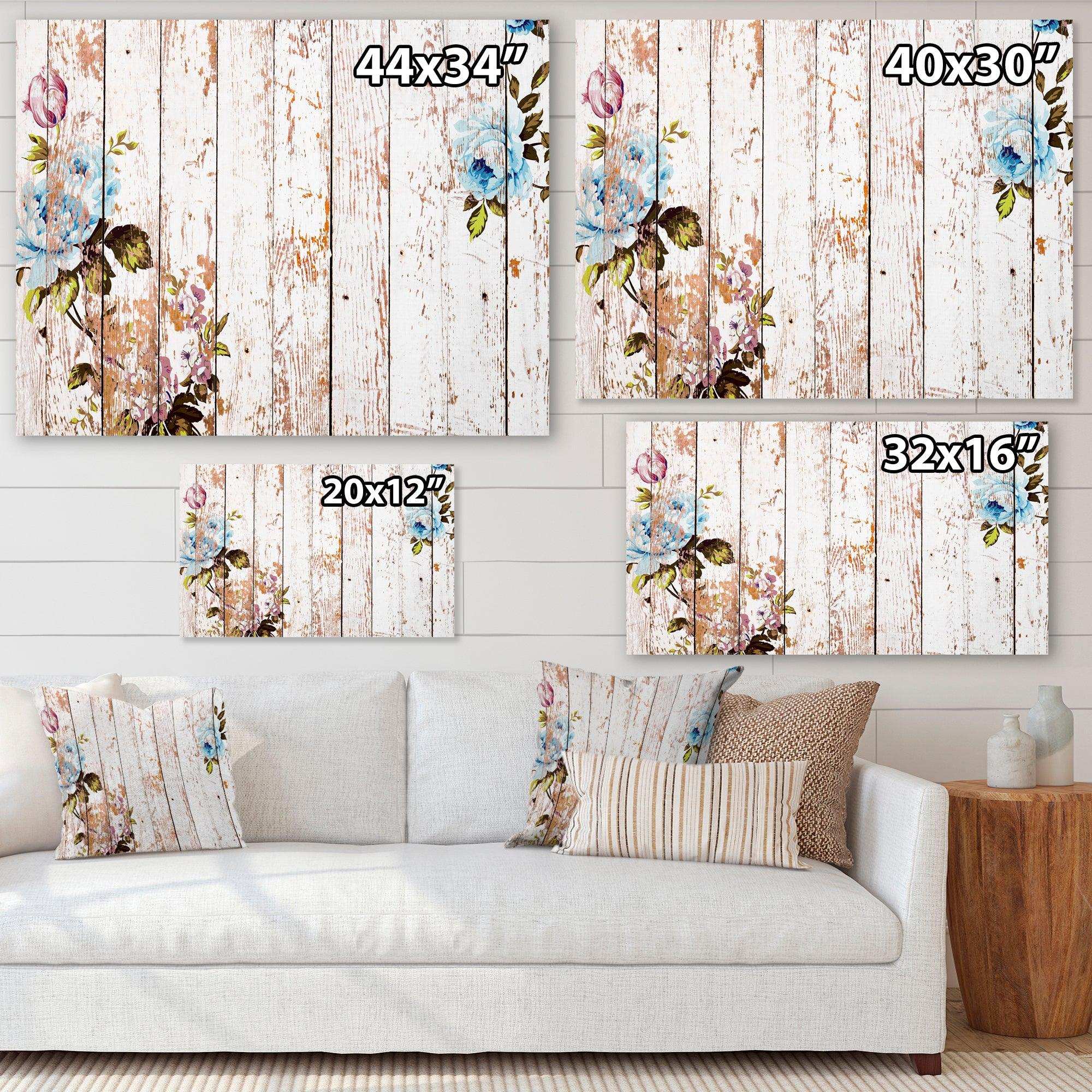 Shabby chic roses on wooden texture